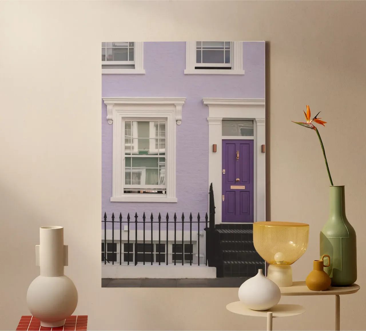 Londra, Inghilterra I Facciata di Notting Hill in viola tela con Cornice a cassetta da Julie Travel Photography