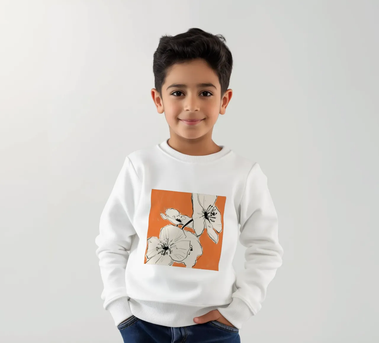 Minimal Abstract Flowers 35 kids sweatshirt by LeaDArt