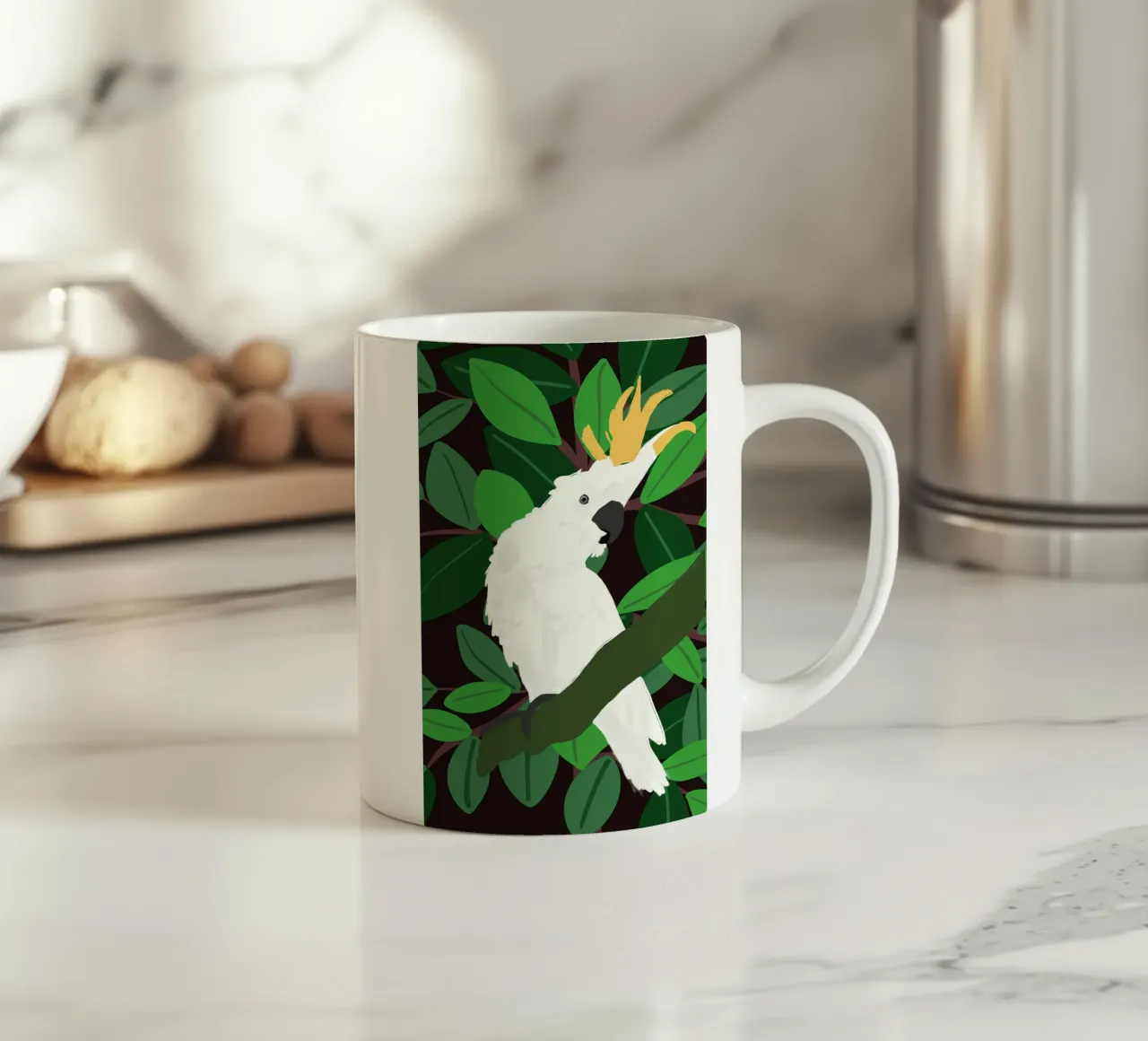 Pappagallo nella giungla tazza in ceramica da LeaDArt