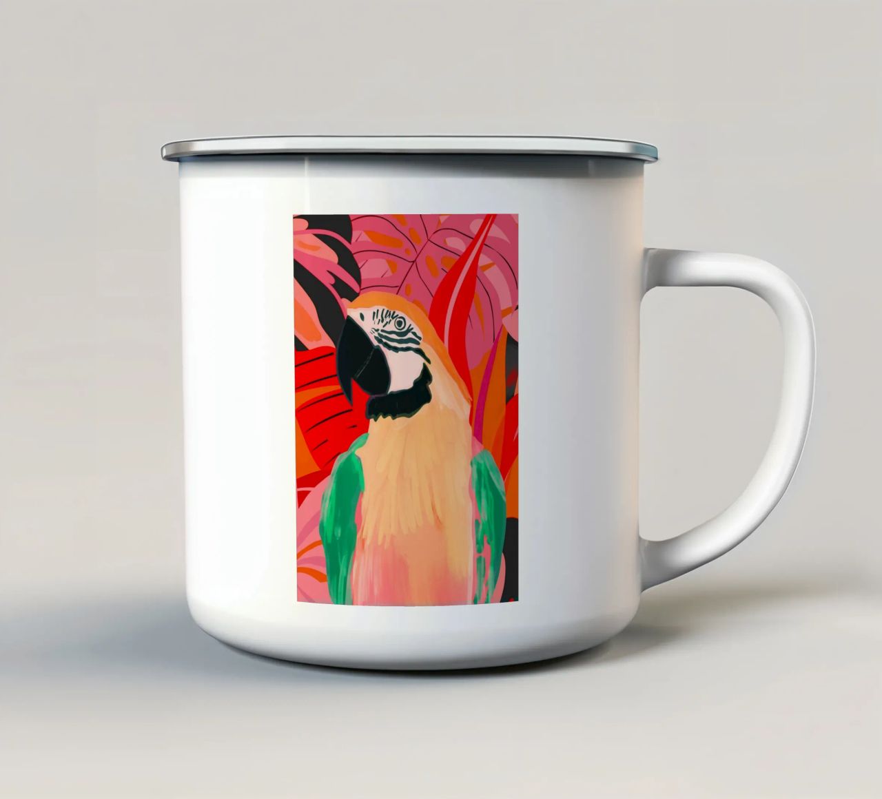 Pappagallo nella giungla 3 tazza in smalto da LeaDArt