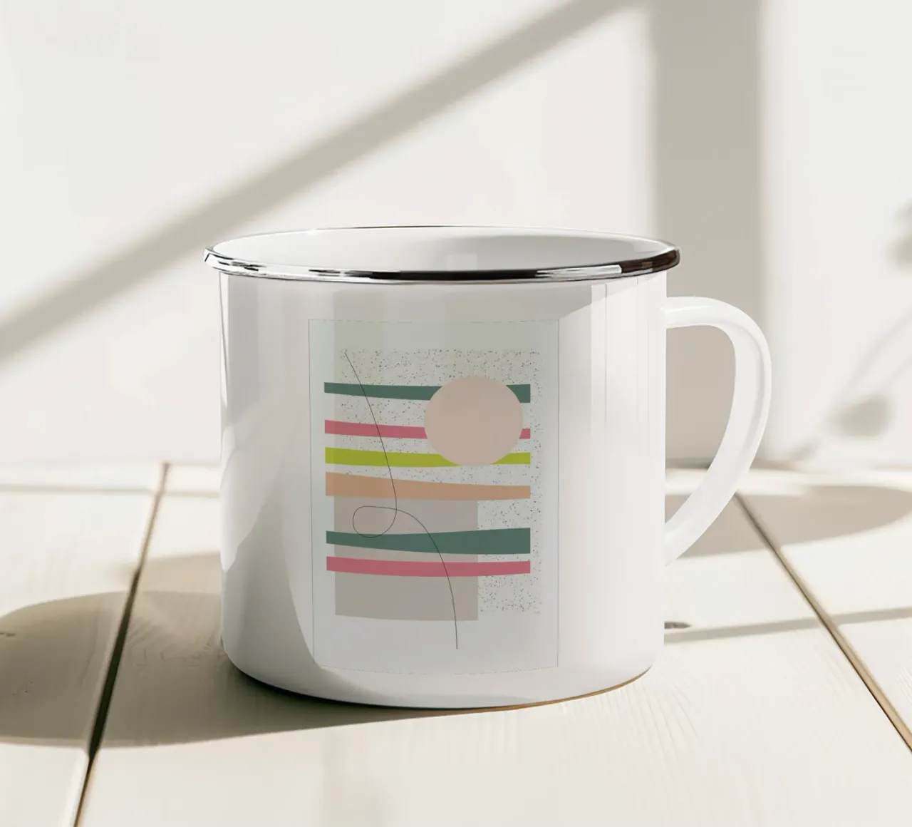 Sunset taza de esmalte de Linda Gobeta