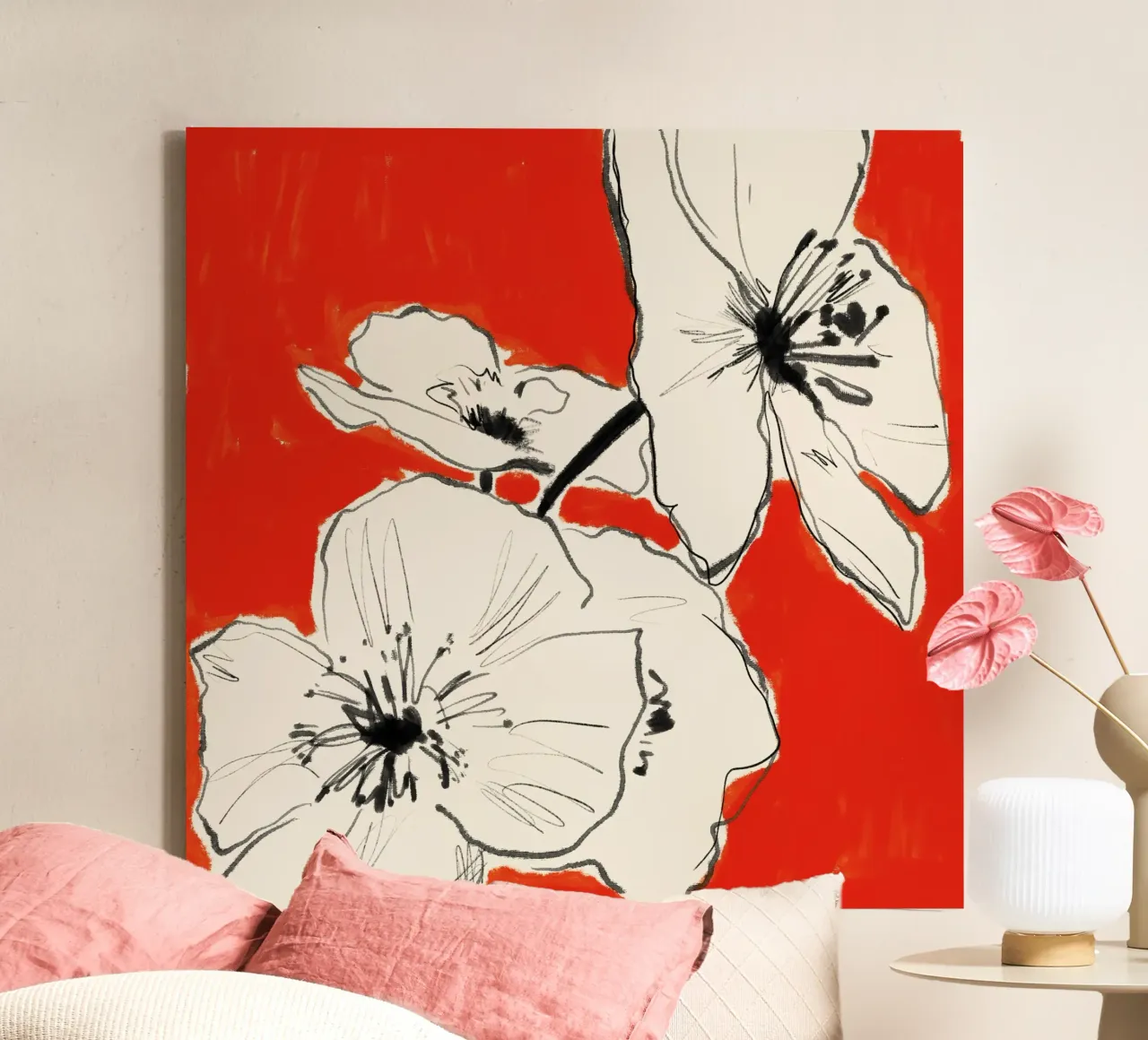Fiori astratti minimali 36 tela con Cornice a cassetta da LeaDArt
