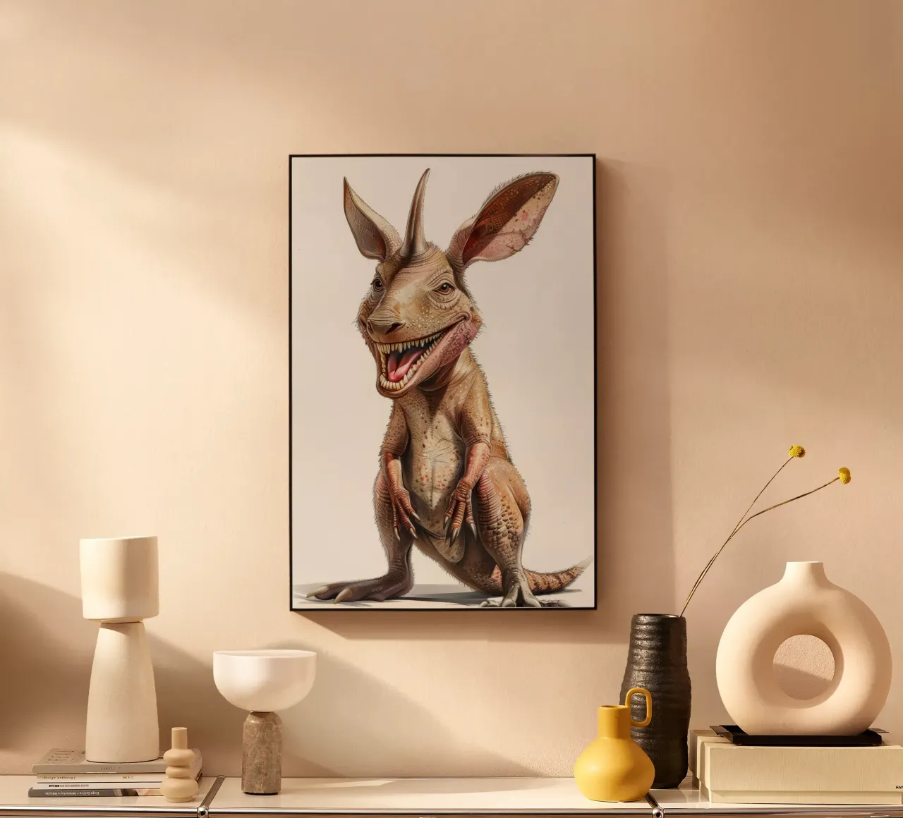 Caricatura di un oritteropo felice alluminio dibond da Funny Animals