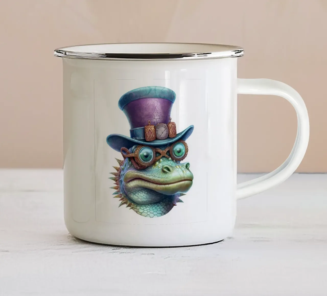 Coccodrillo magico retrò tazza in smalto da Funny Animals