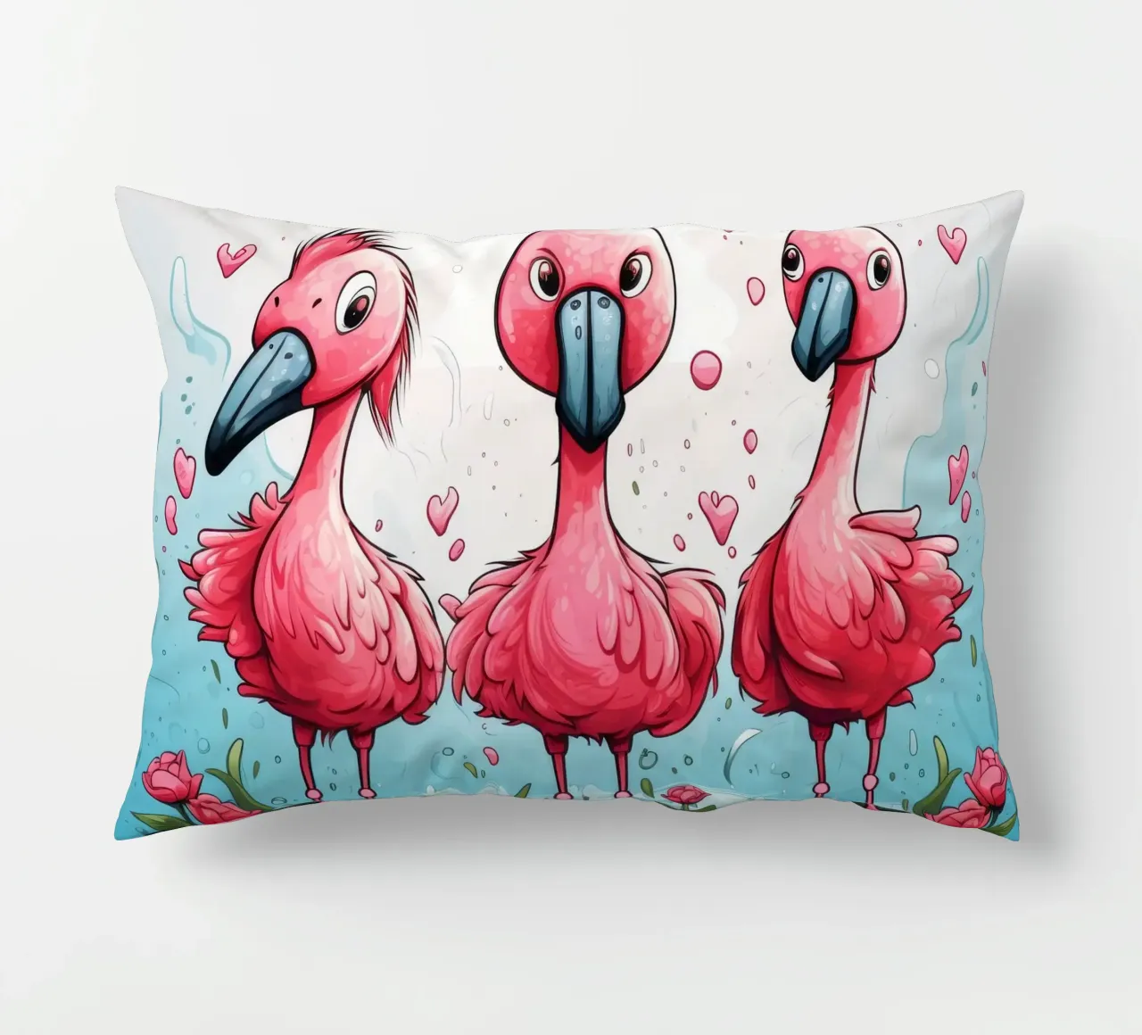 Retro Flamingo Gang decorative cushion by Funny Animals