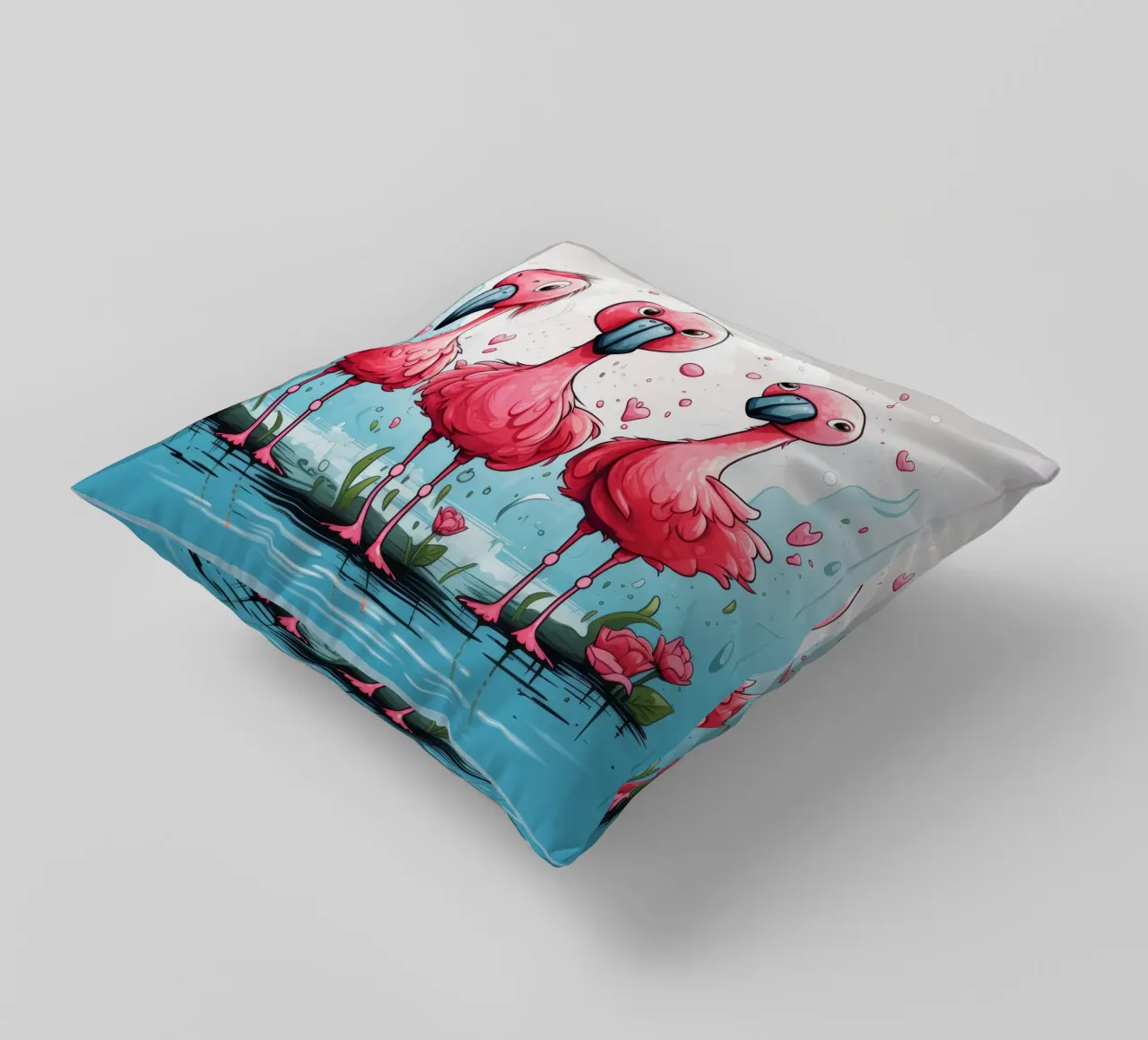 Retro Flamingo Gang decorative cushion by Funny Animals