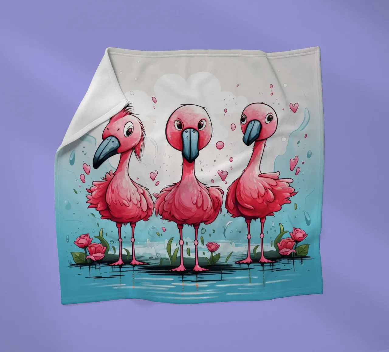 Retro-Flamingo-Bande Fleecedecke von Funny Animals