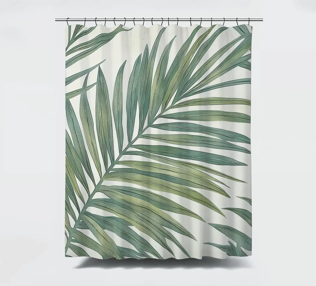 Tropische Palmenblätter Boho Botanisch Grünpflanzen Botanik Duschvorhang von Gentle Echoes Art