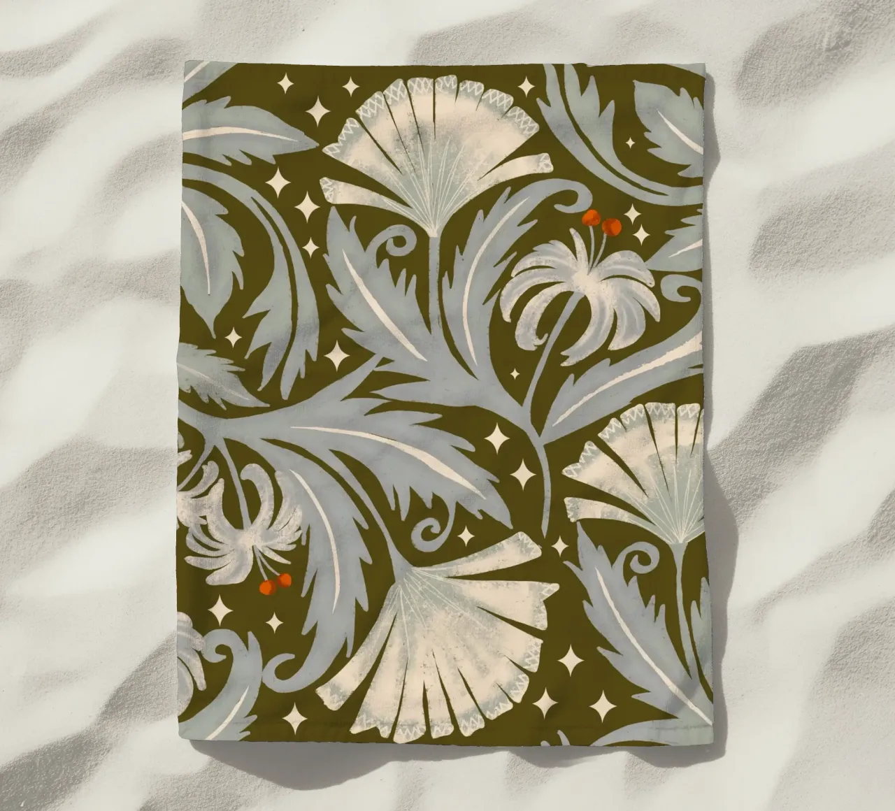 Vintage Botanica Olive Bronze - Heritage Revival Floral beach towel by susanacosta