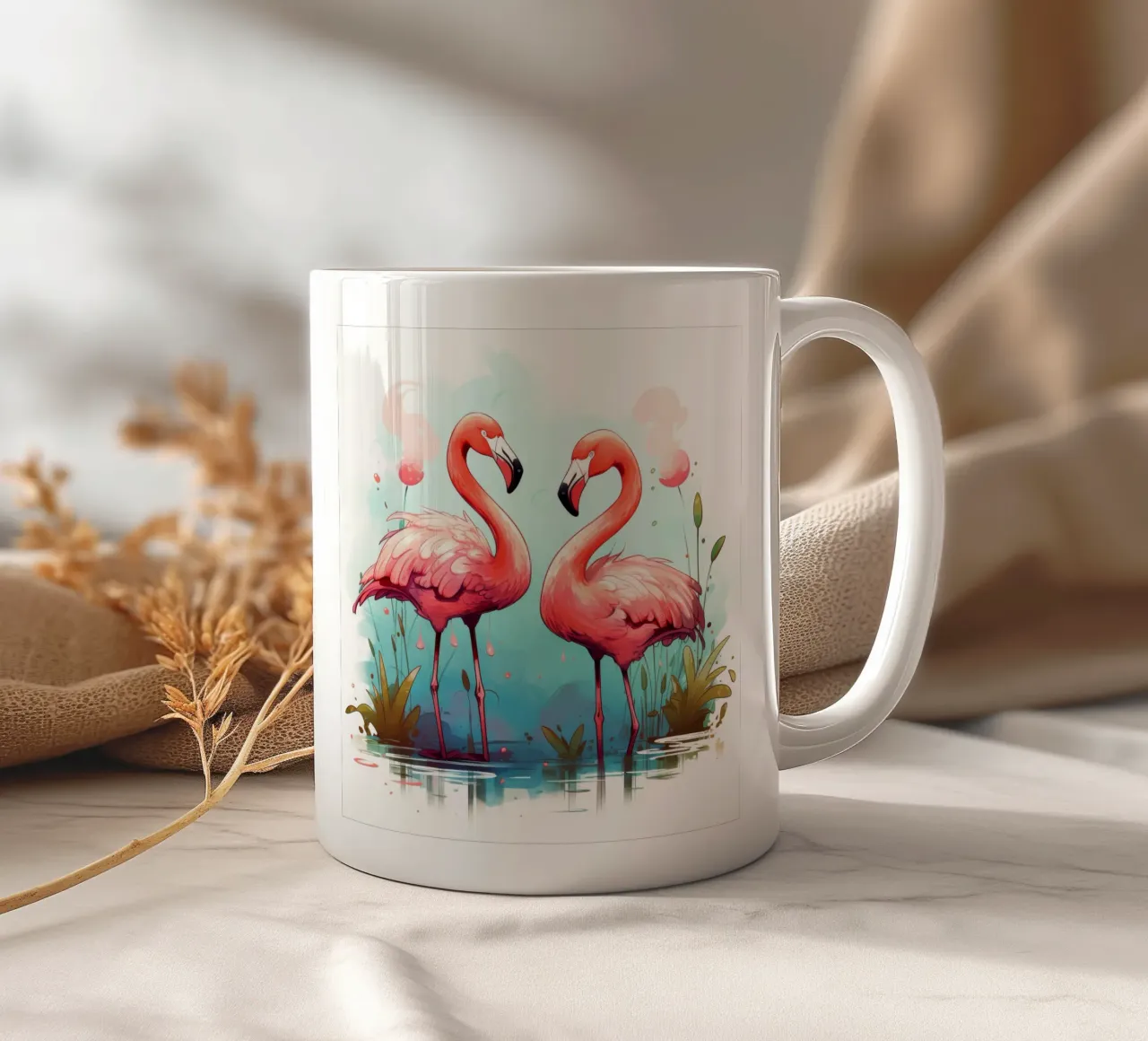 Retro Flamingo Duo keramische mok van Funny Animals