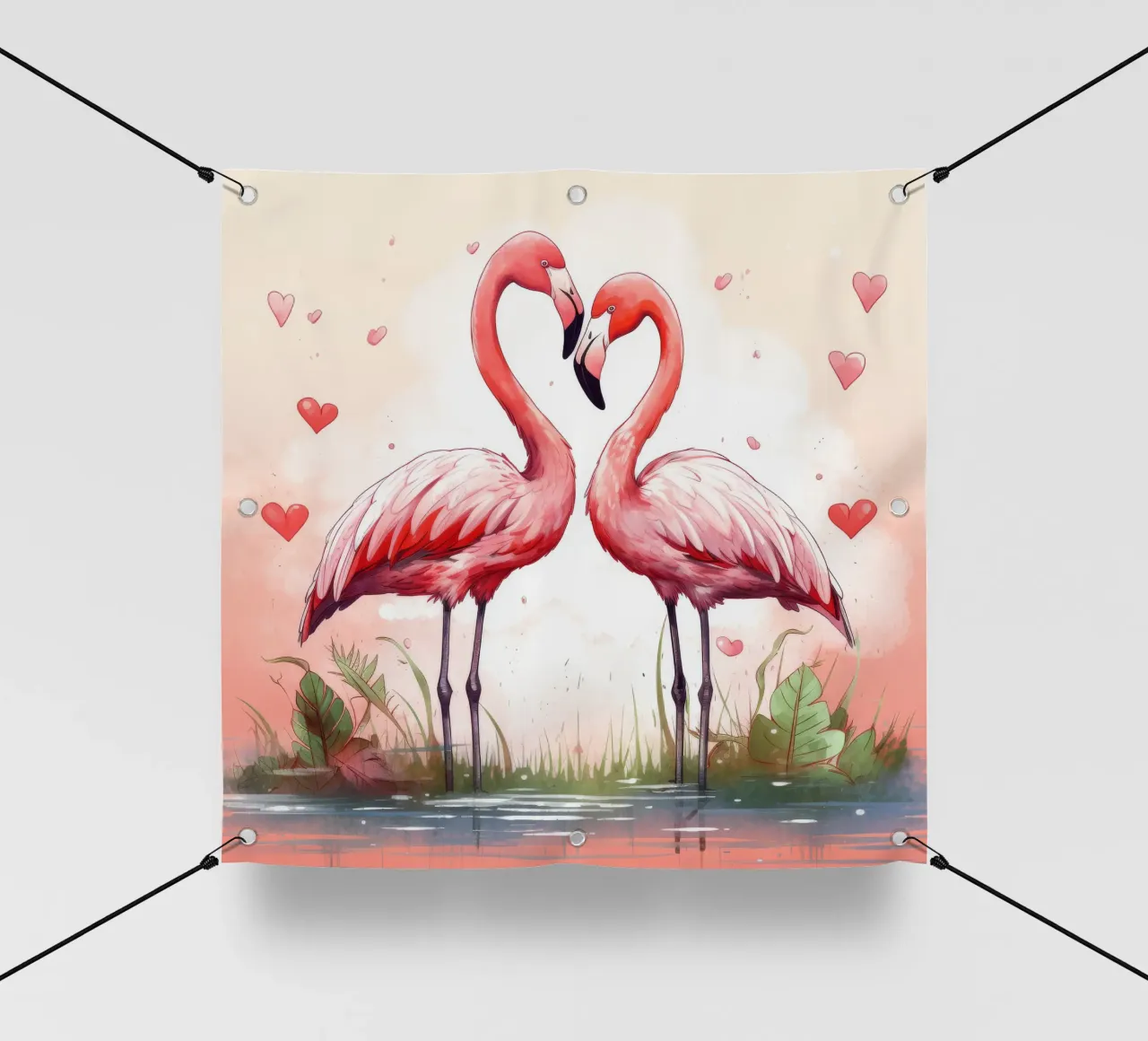Duo di fenicotteri retrò telo in pvc da Funny Animals