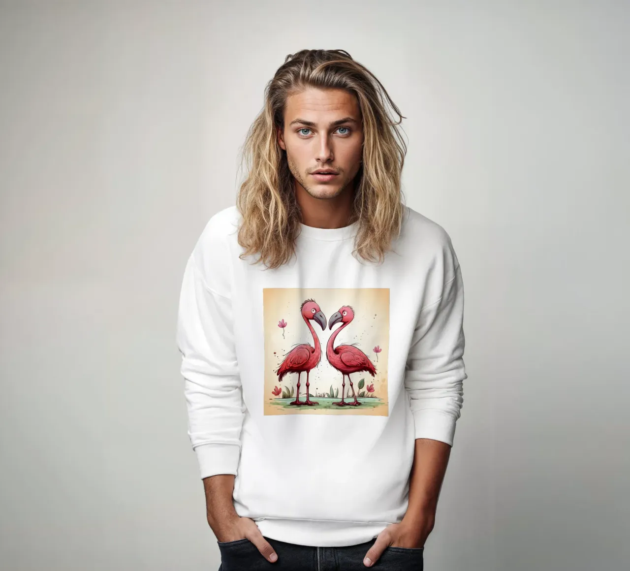Retro Flamingo Duo Sweatshirt von Funny Animals