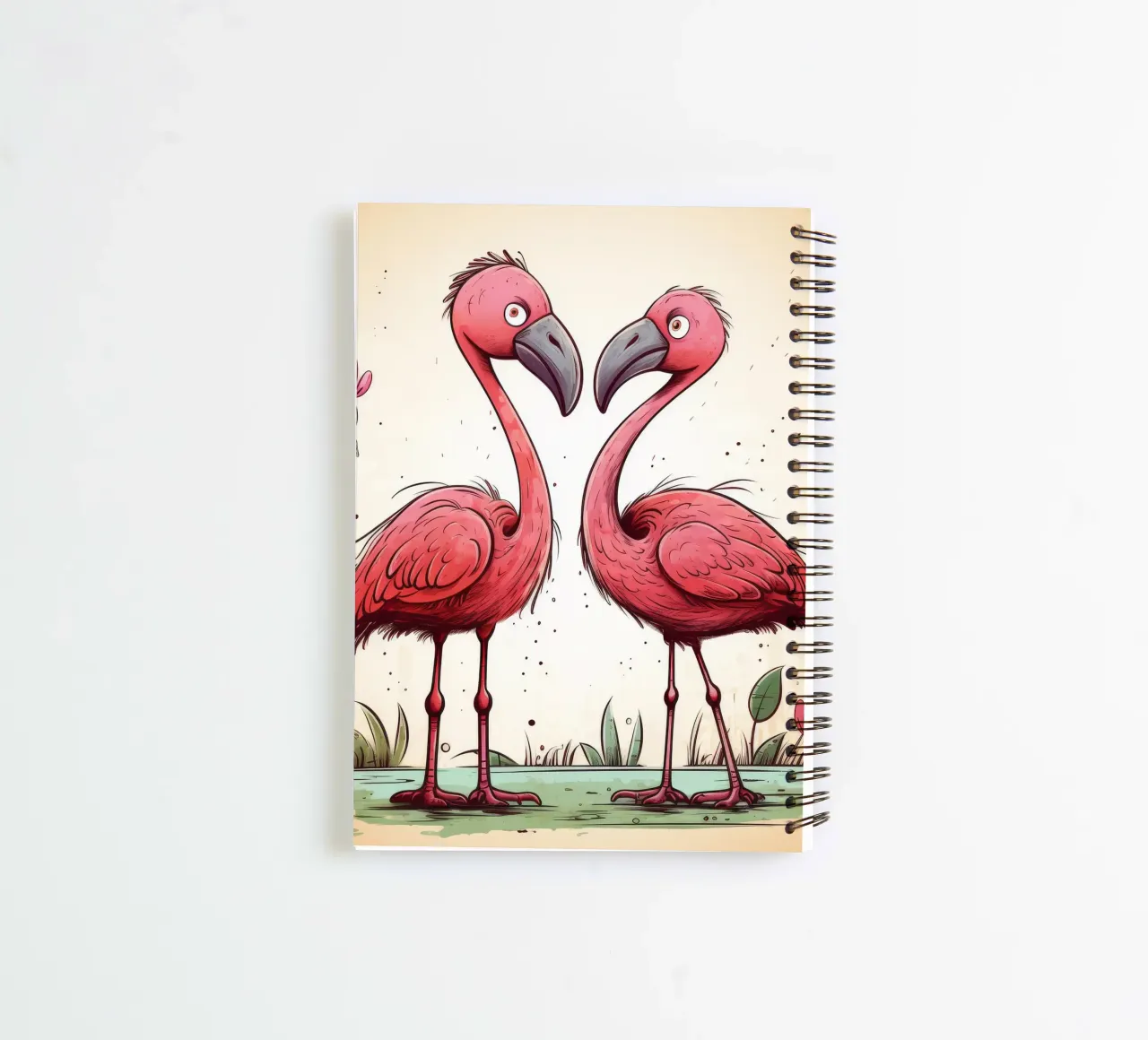 Retro Flamingo Duo spiral notebook by Funny Animals