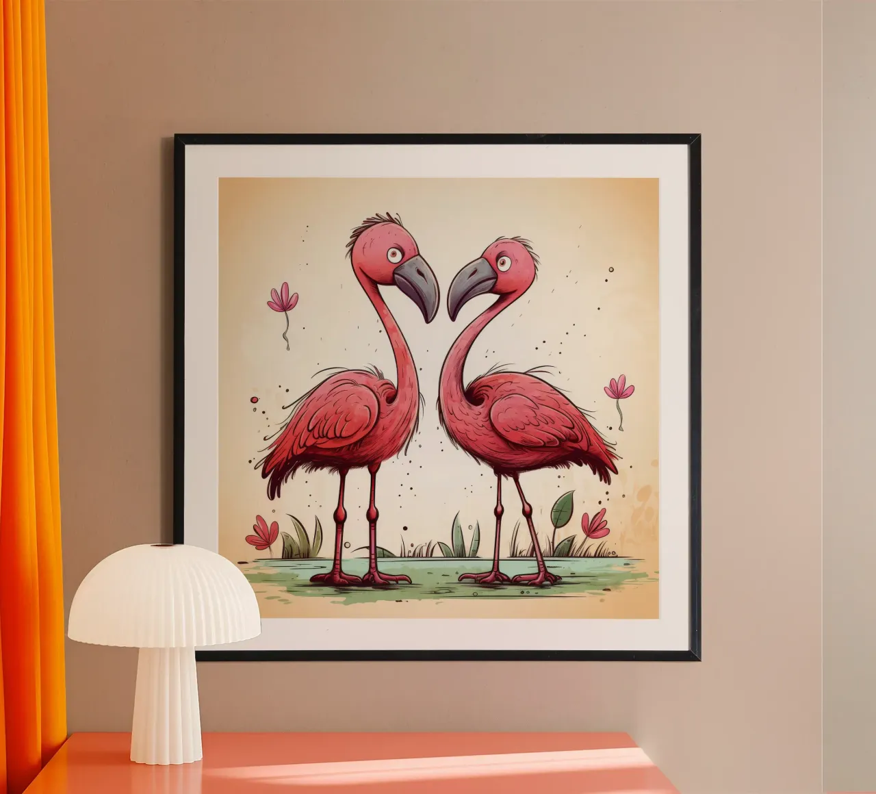 Duo di fenicotteri retrò carta hahnemühle da Funny Animals