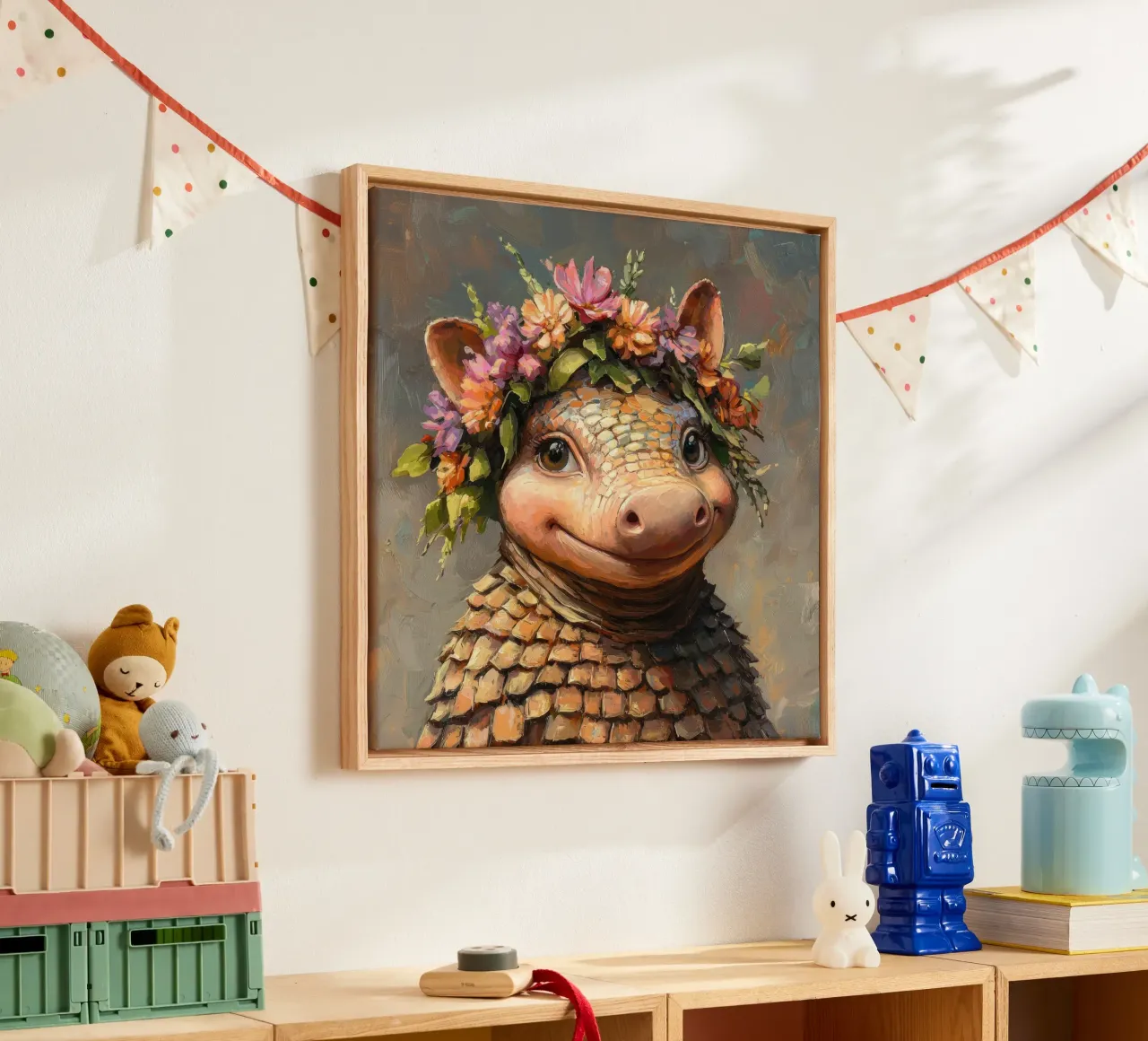 Armadillo giocoso e sciocco dei cartoni animati tela con Cornice a cassetta da Funny Animals
