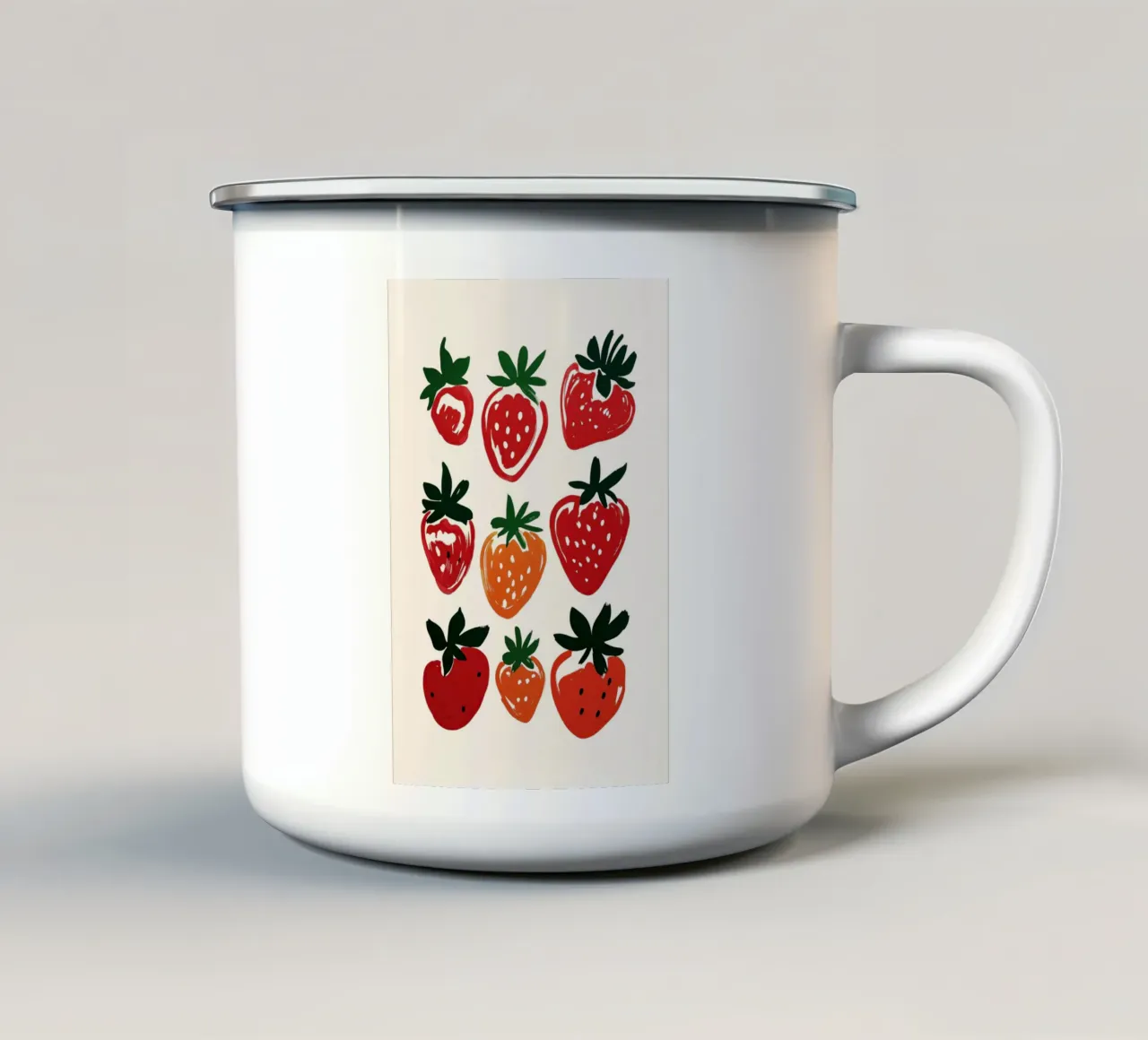 Illustrazione minimalista di fragole tazza in smalto da Melloi Art Print
