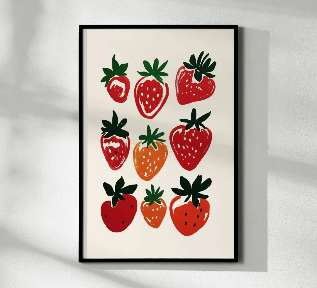 Illustrazione minimalista di fragole poster con telaio in alluminio da Melloi Art Print
