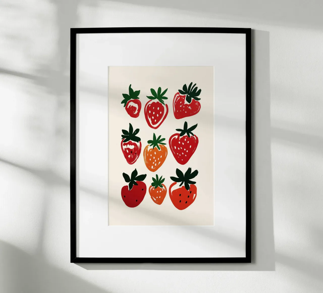 Illustrazione minimalista di fragole poster con telaio in alluminio da Melloi Art Print