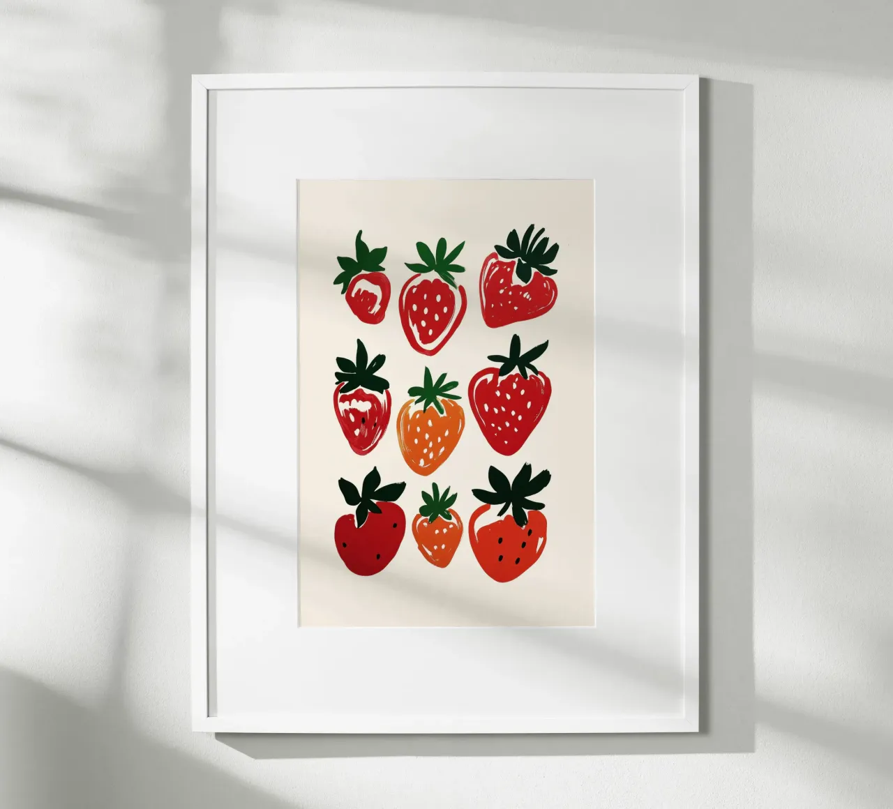 Illustrazione minimalista di fragole poster con telaio in alluminio da Melloi Art Print