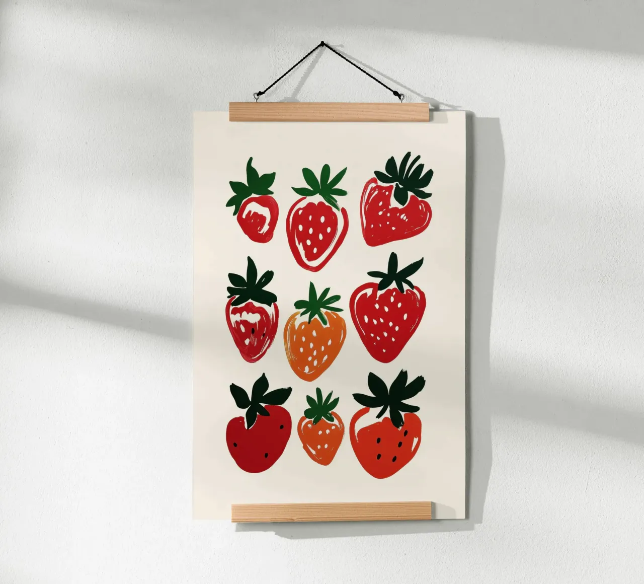 Minimalist Strawberry Illustration poster by Melloi Art Print