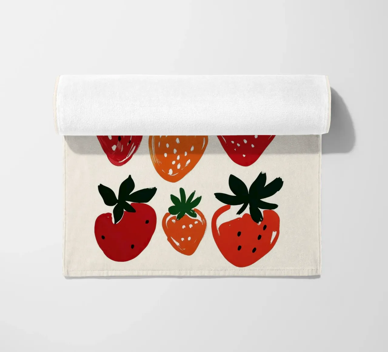 Minimalist Strawberry Illustration beach towel by Melloi Art Print
