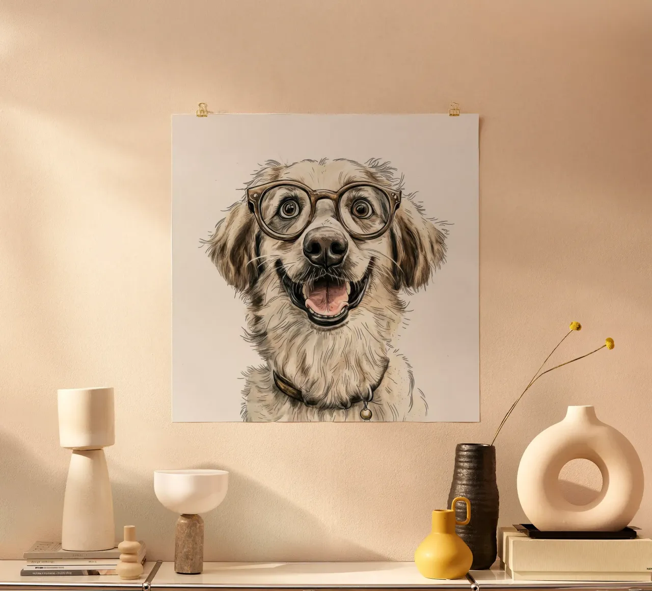 Divertente Pastore dell'Anatolia con gli occhiali poster con telaio in plastica da Funny Animals