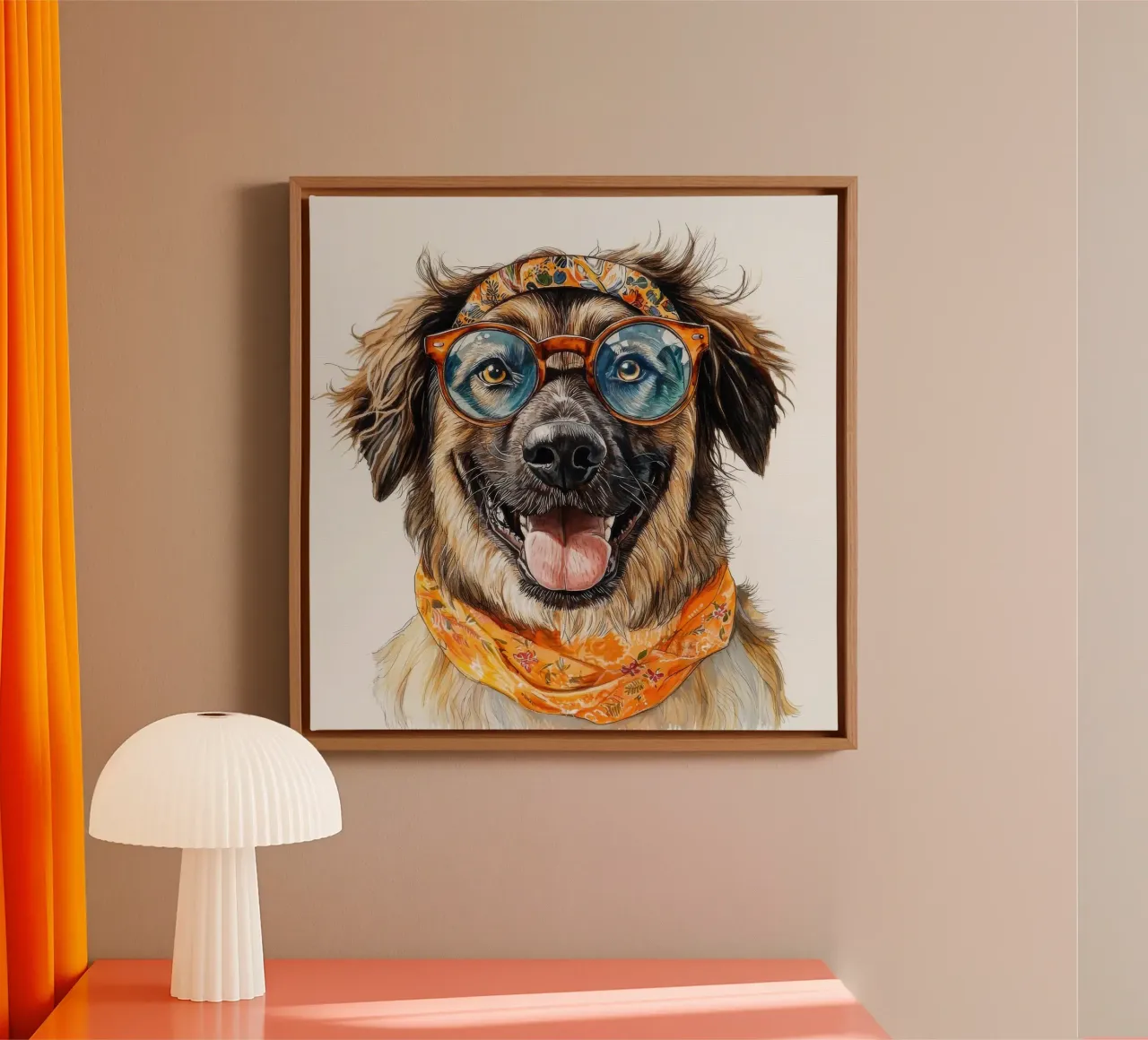 Funny Anatolian Shepherd in Glasses canvas with Floater frame by Funny Animals