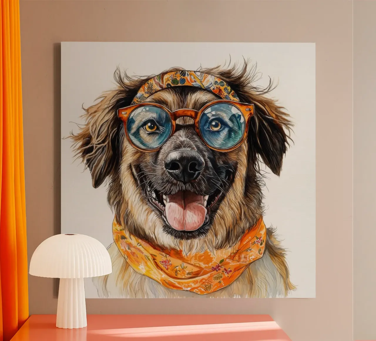 Funny Anatolian Shepherd in Glasses canvas with Floater frame by Funny Animals