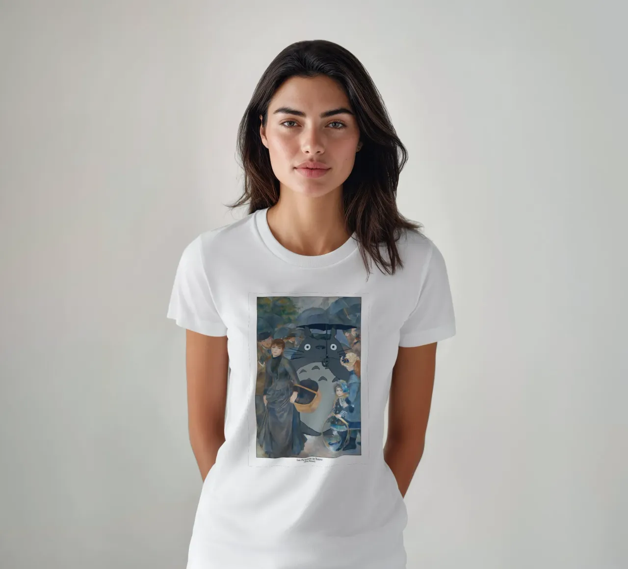 Totoro with an Umbrella - Renoir Parody t-shirt by Mashtup