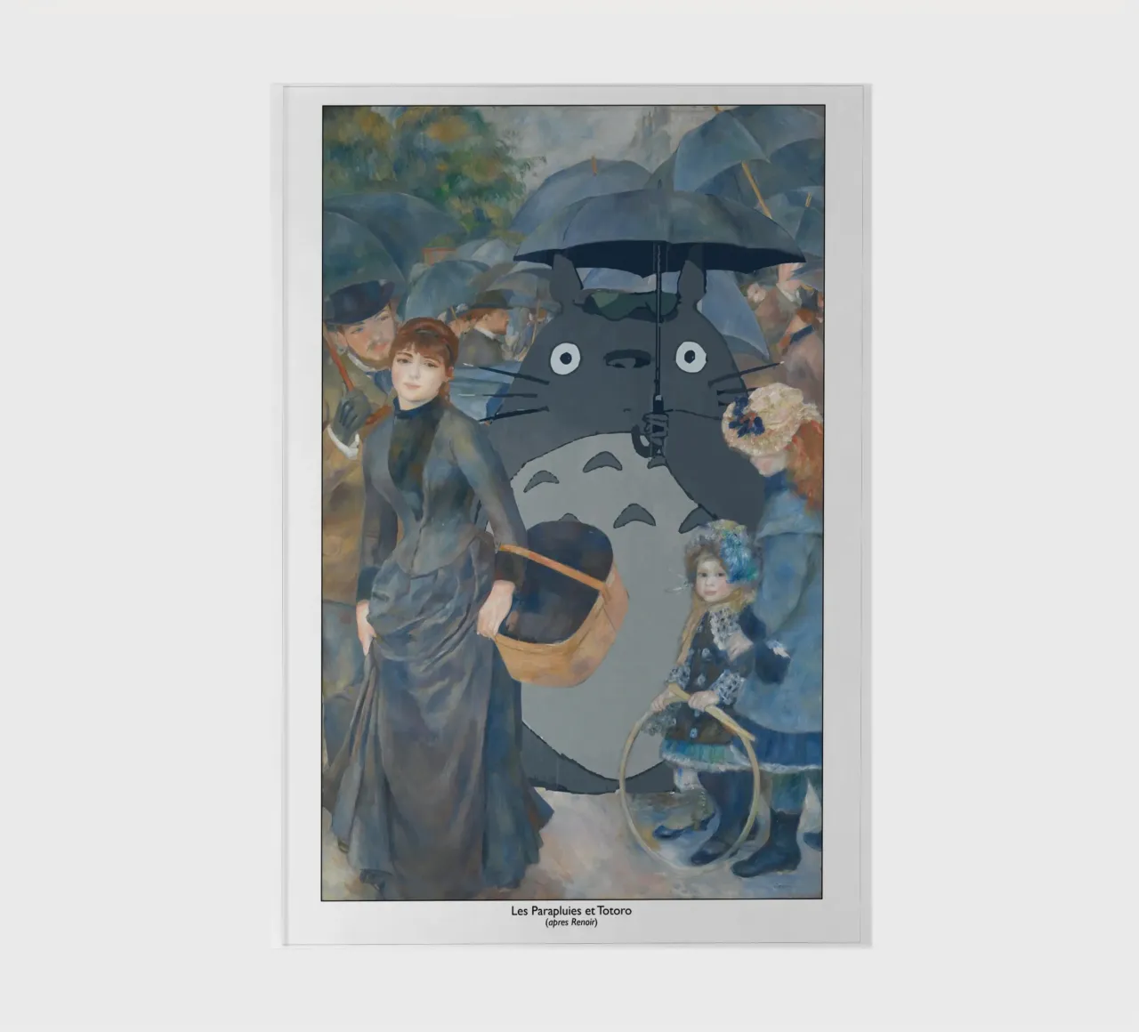 Totoro avec un parapluie - Parodie de Renoir carnet de notes de Mashtup
