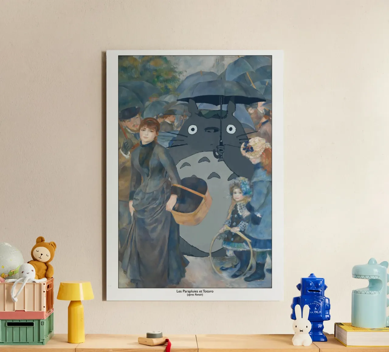 Totoro with an Umbrella - Renoir Parody alu-dibond by Mashtup