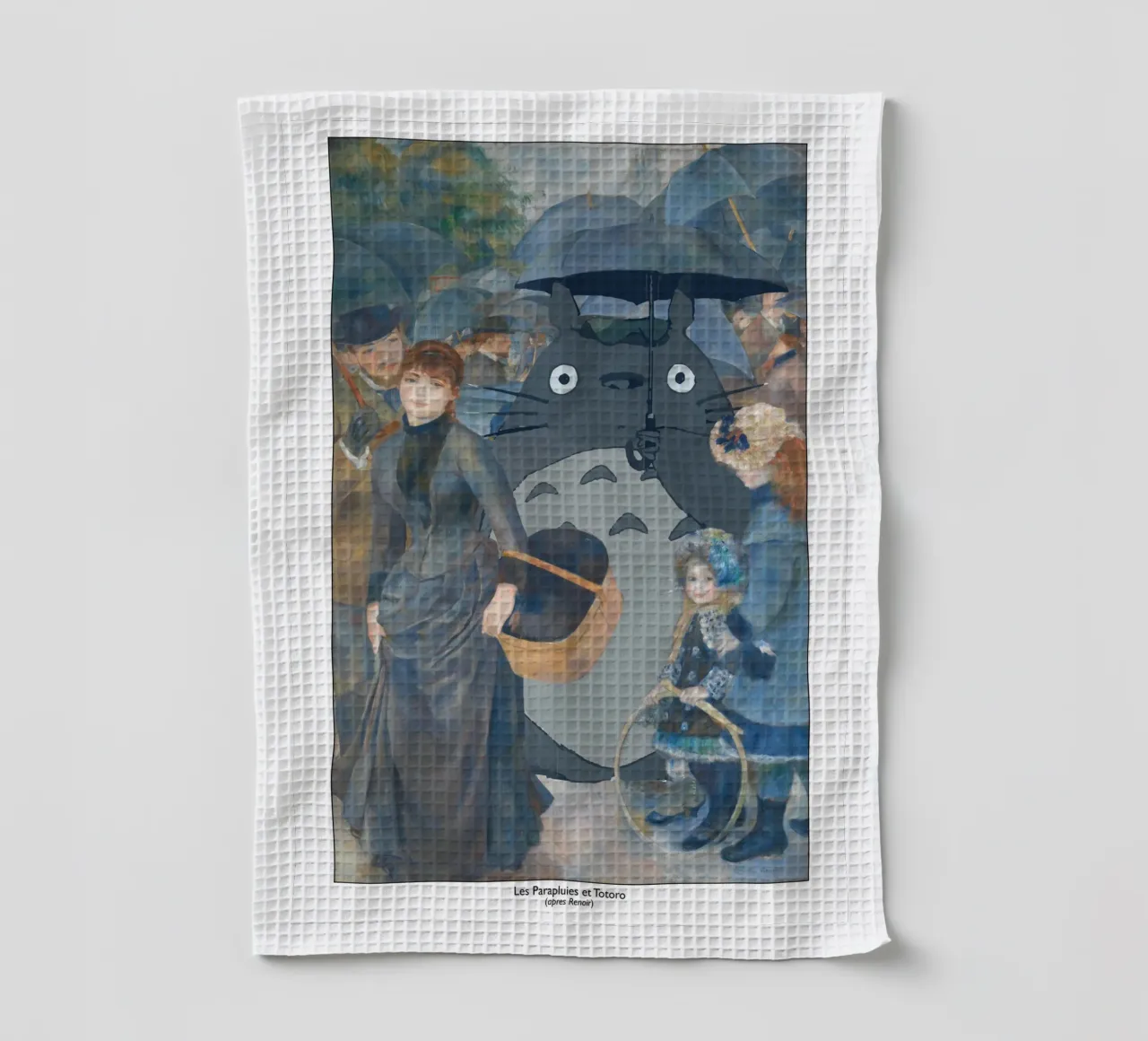 Totoro avec un parapluie - Parodie de Renoir torchon de Mashtup