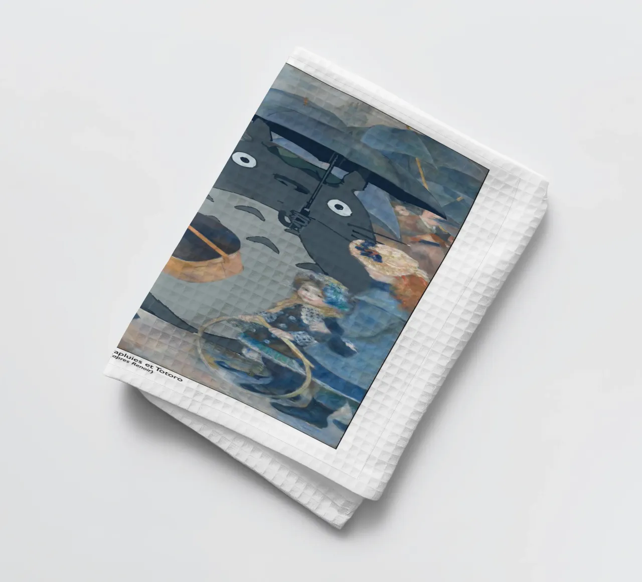 Totoro avec un parapluie - Parodie de Renoir torchon de Mashtup