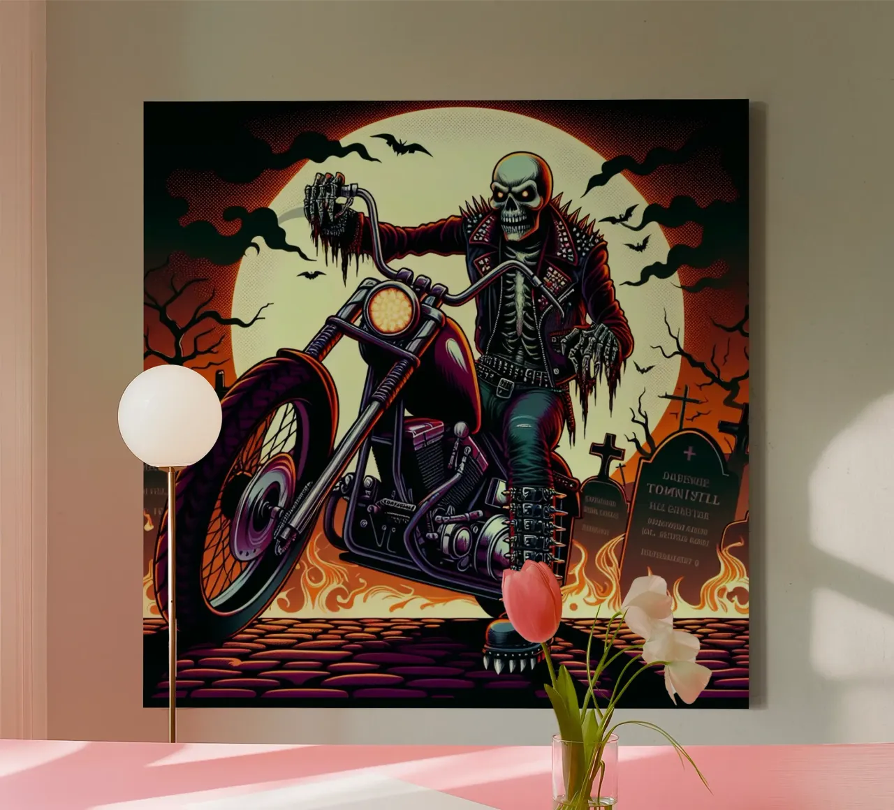 Creepy under the full moon canvas with Floater frame by CASTILO