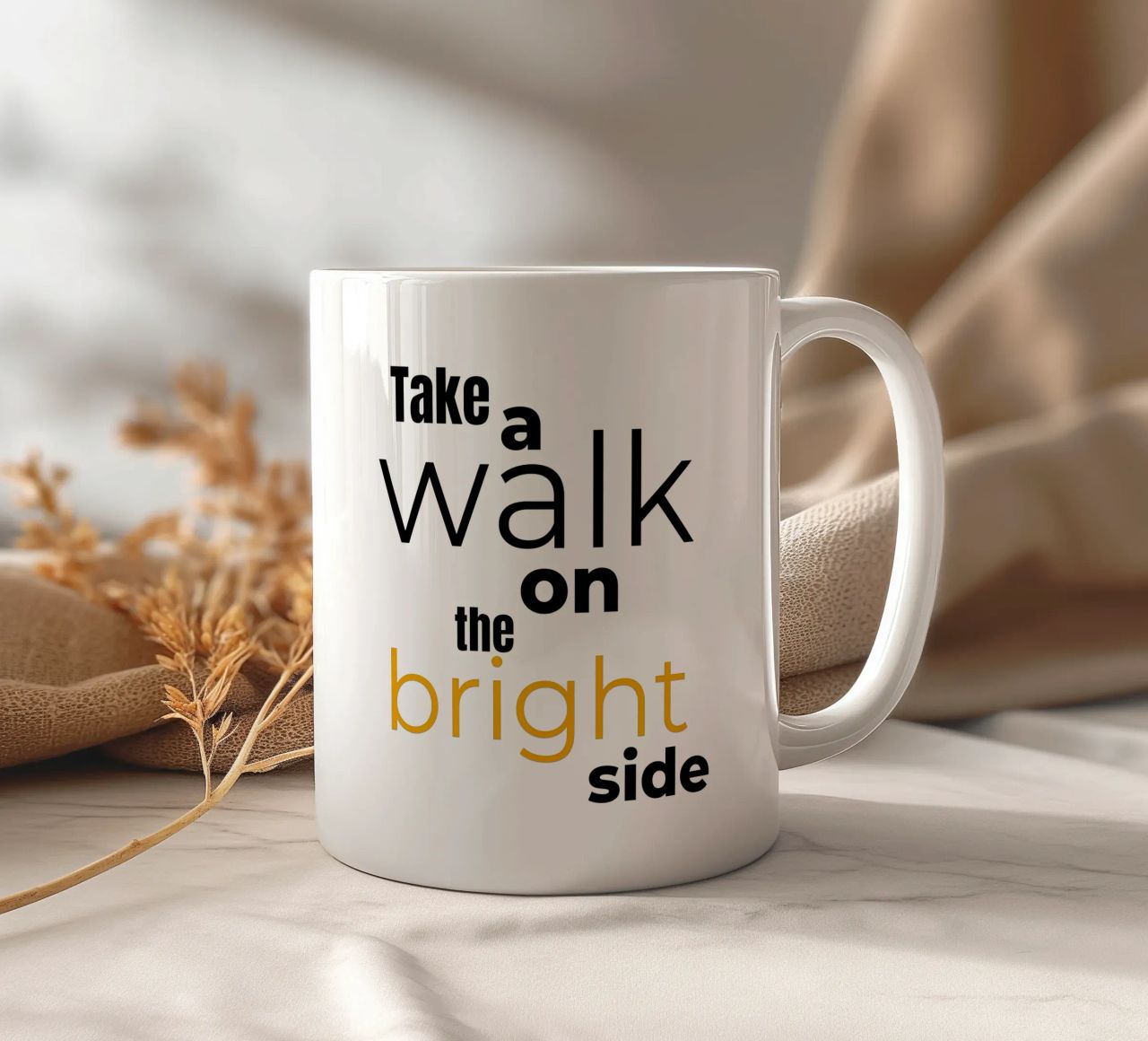 take a walk on the bright side tazza in ceramica da Happy 😃 Art 🎨 by Christine Schnoell