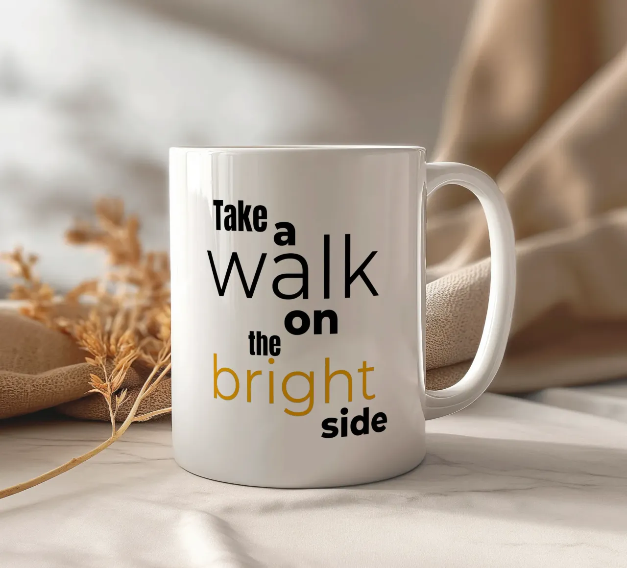 take a walk on the bright side tazza in ceramica da Happy 😃 Art 🎨 by Christine Schnoell