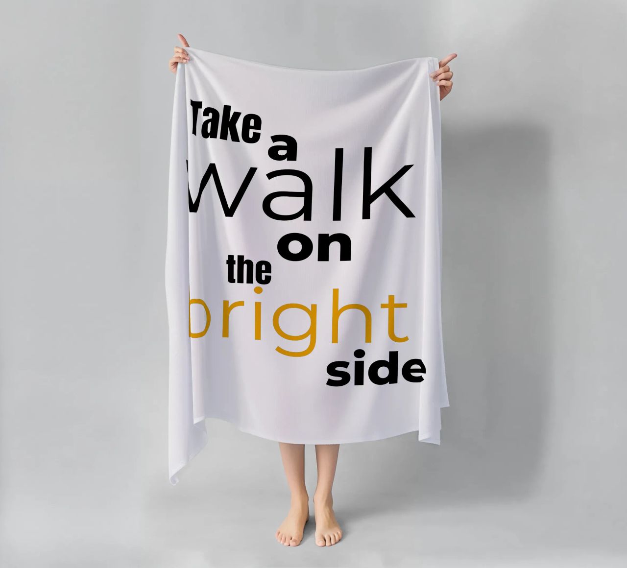 take a walk on the bright side beach towel by Happy 😃 Art 🎨 by Christine Schnoell