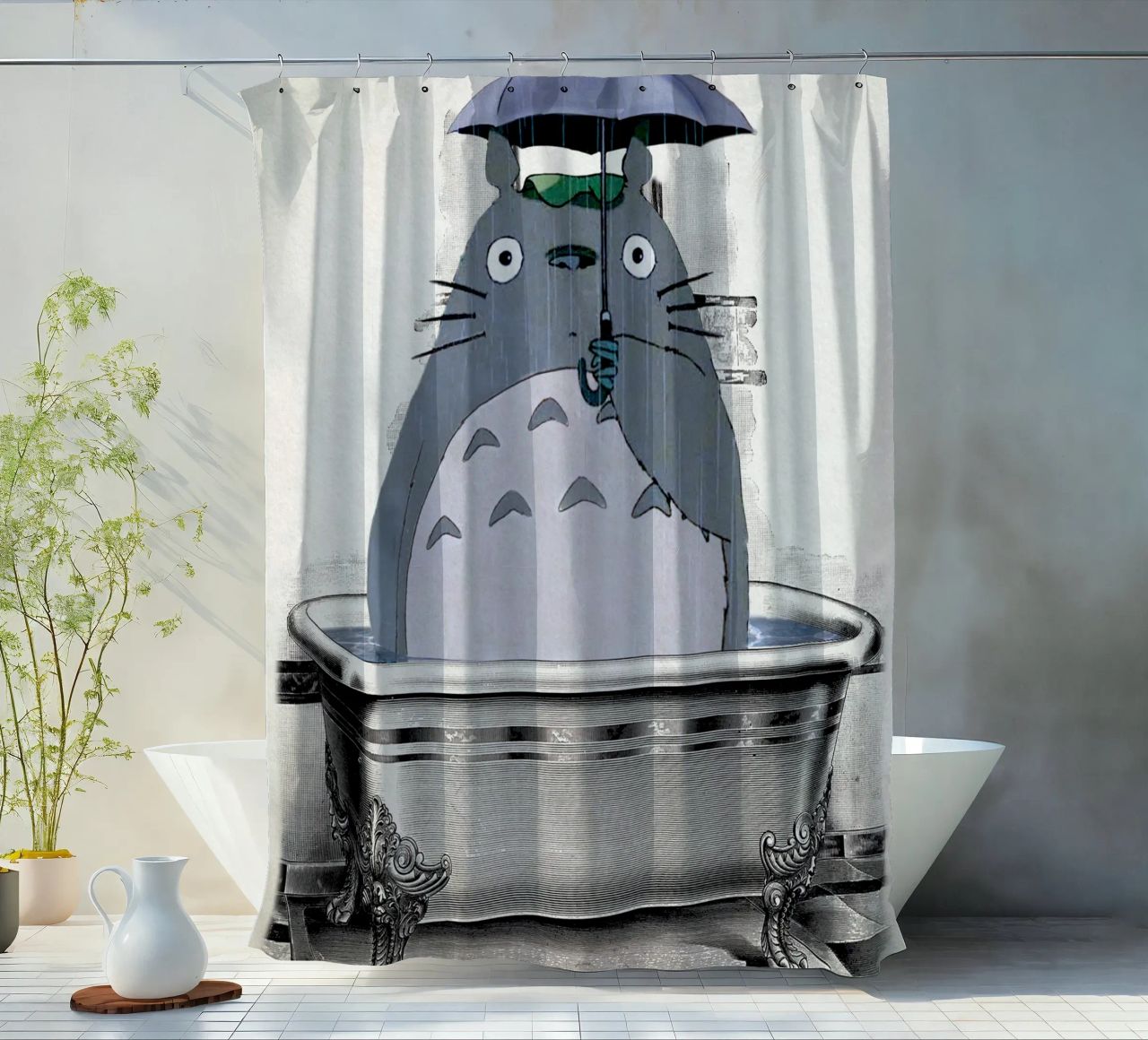 Totoro in der Dusche - Anime Manga Kunstdruck Duschvorhang von Mashtup
