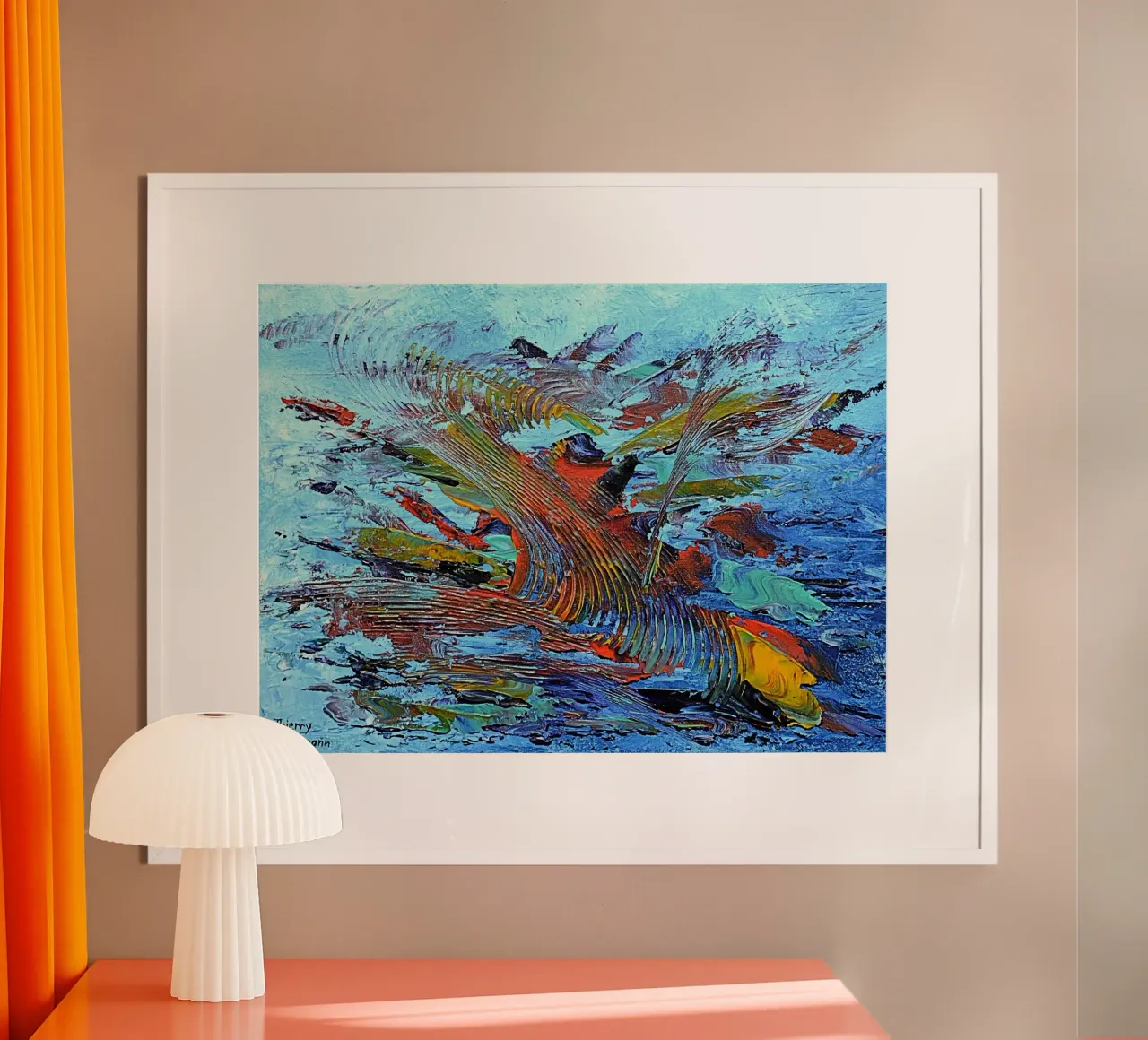 ABSTRACT SUNSET poster con telaio in plastica da Thierry Vobmann Abstract painting