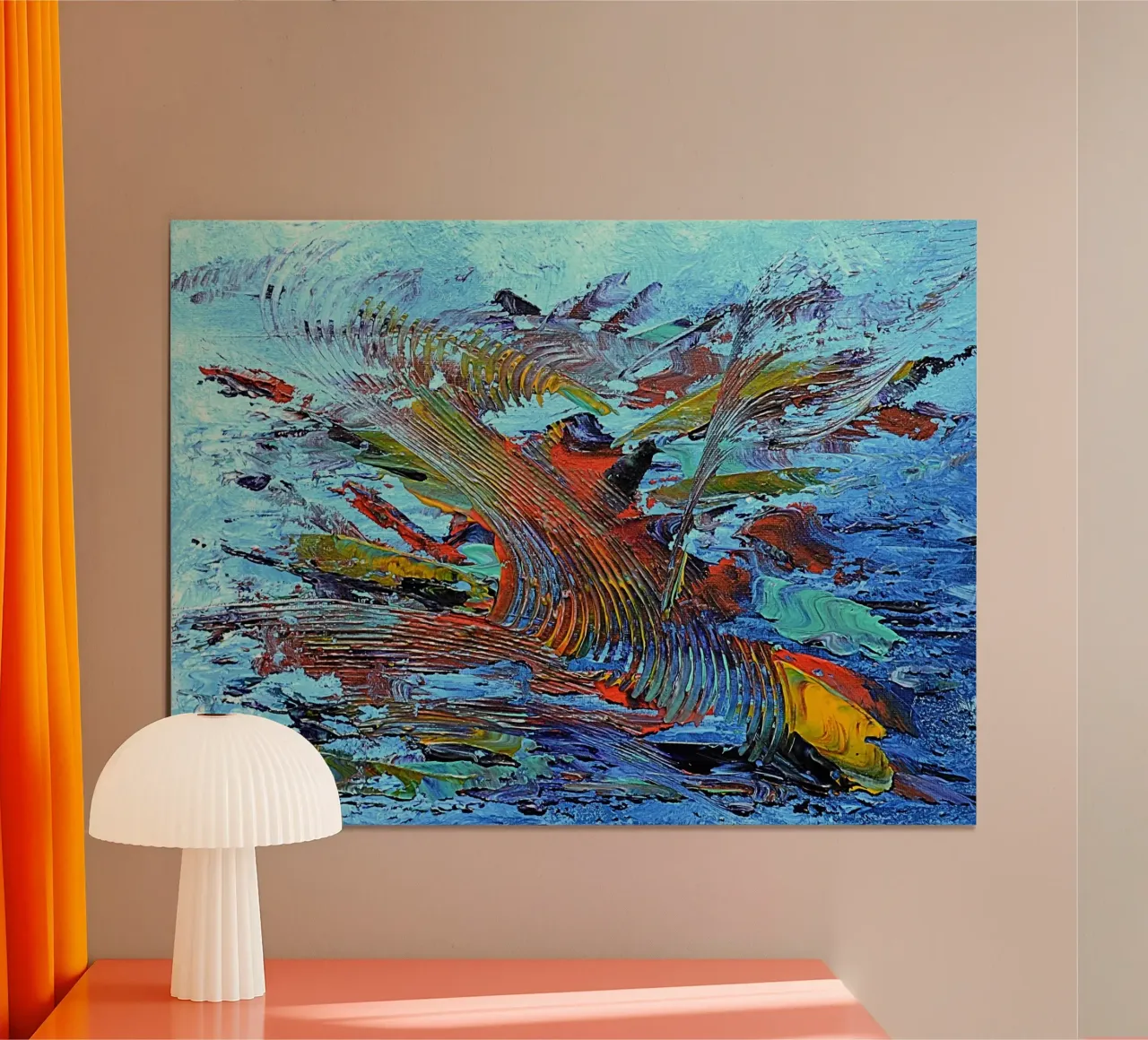 ABSTRACT SUNSET poster con telaio in plastica da Thierry Vobmann Abstract painting