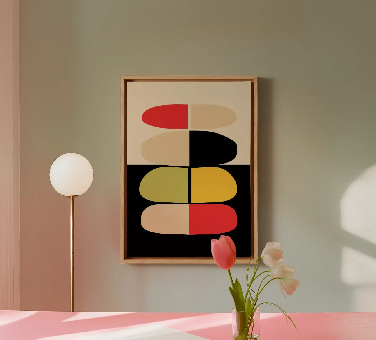 Minimalistisch abstract 76 canvas met Baklijst van LeaDArt