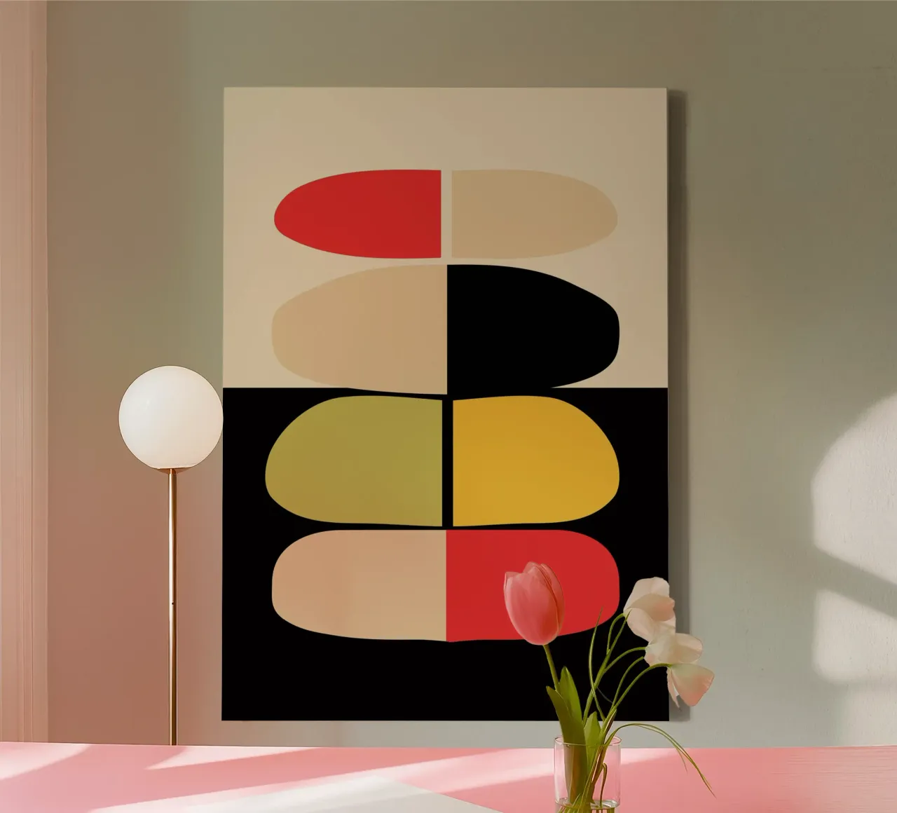 Minimalistisch abstract 76 canvas met Baklijst van LeaDArt