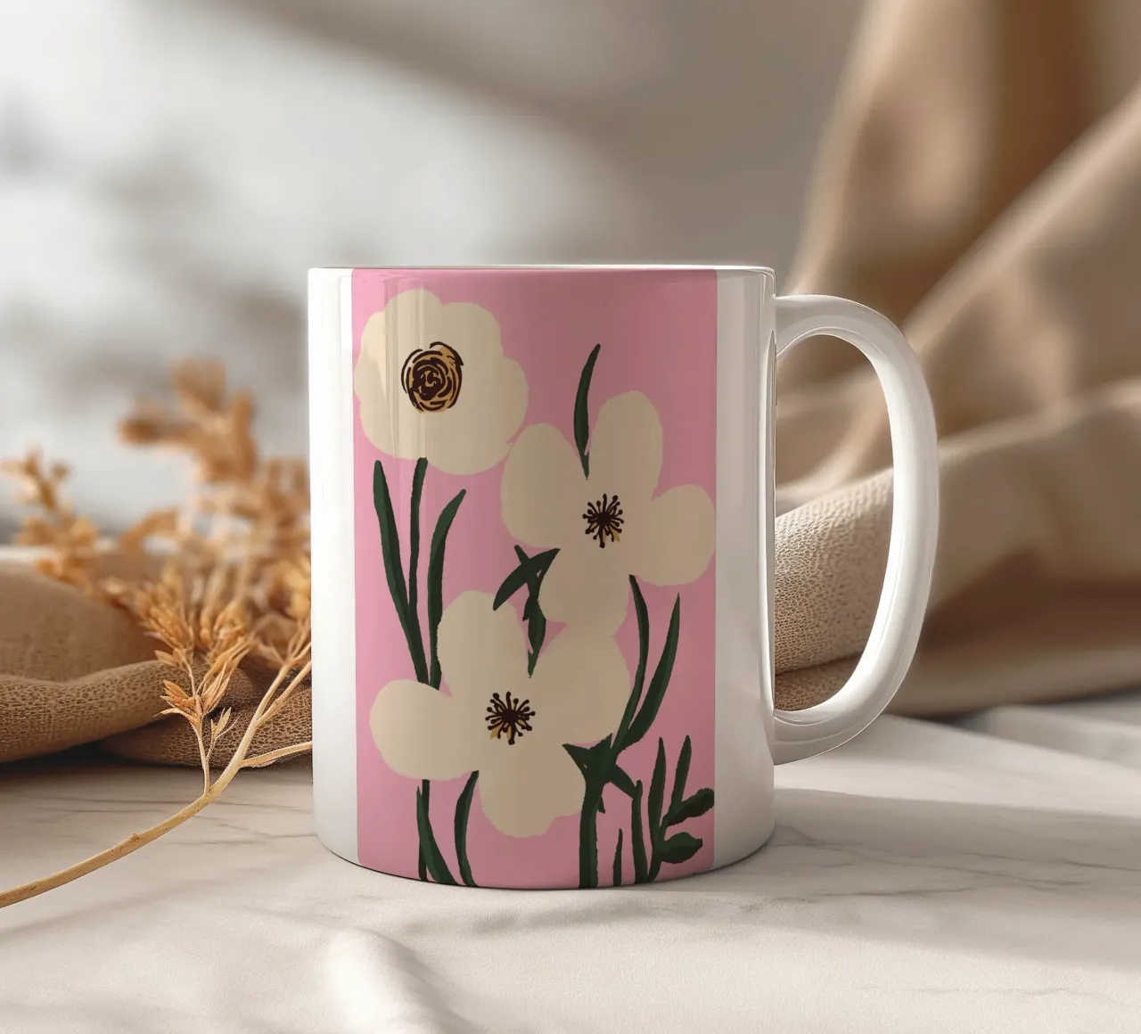 Fiori astratti minimali 30 tazza in ceramica da LeaDArt