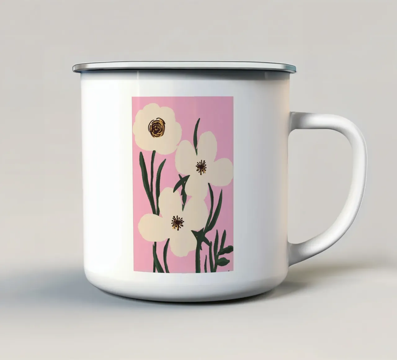 Minimalistische abstracte bloemen 30 emaille mok van LeaDArt