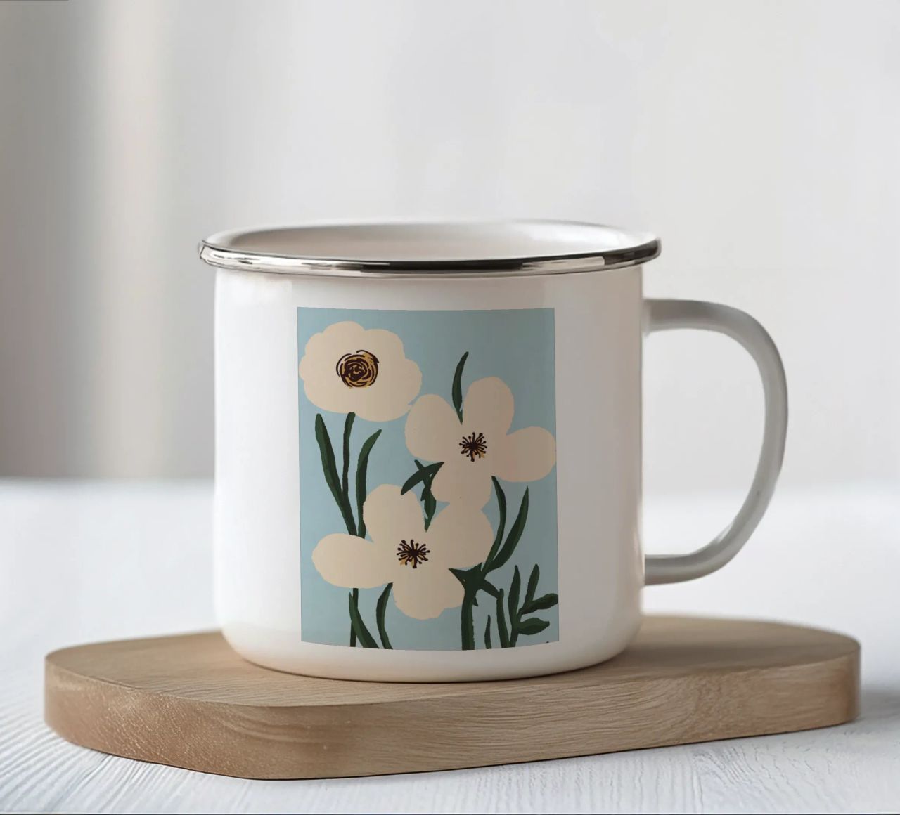 Fiori astratti minimali 31 tazza in smalto da LeaDArt