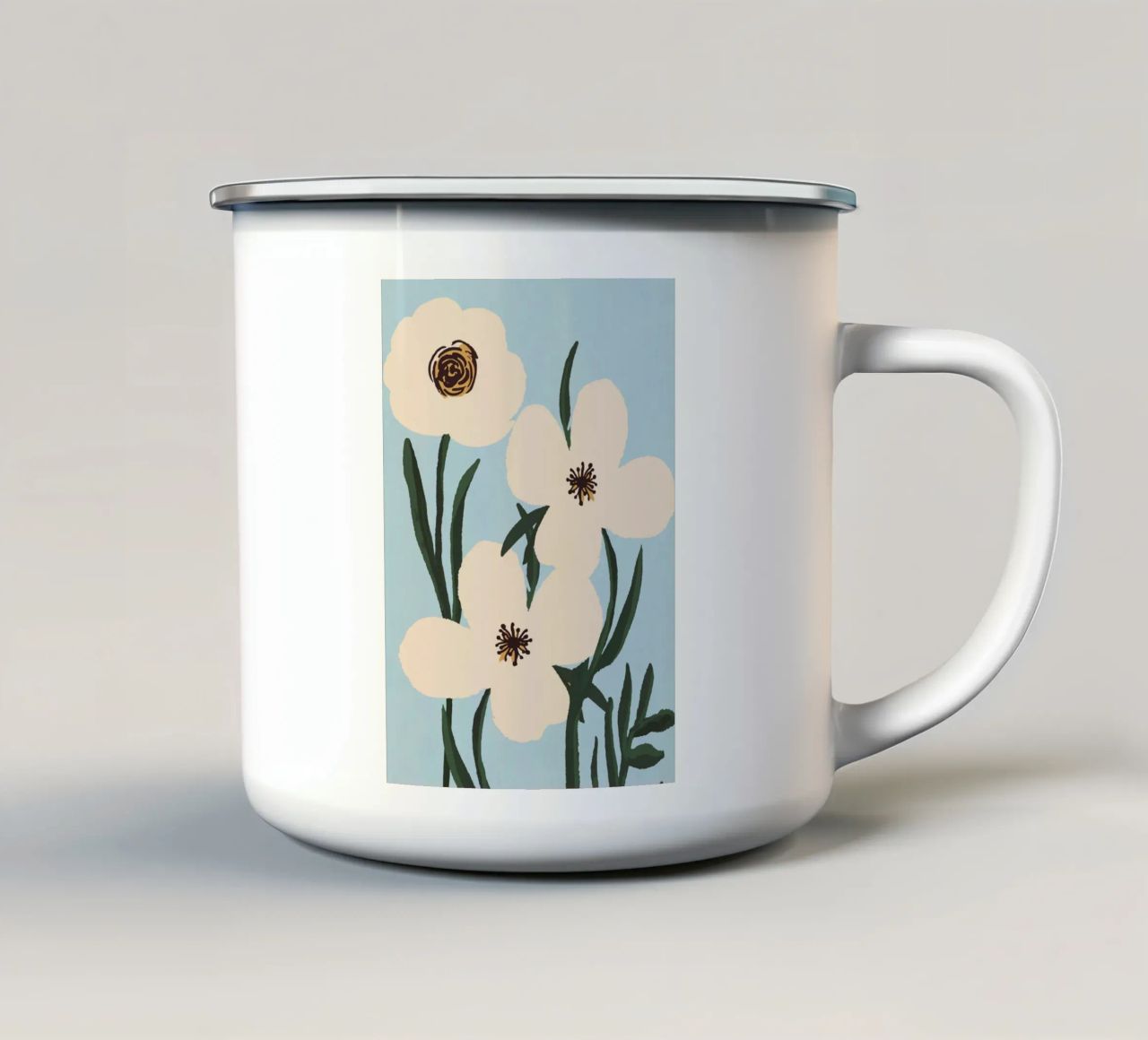 Fiori astratti minimali 31 tazza in smalto da LeaDArt