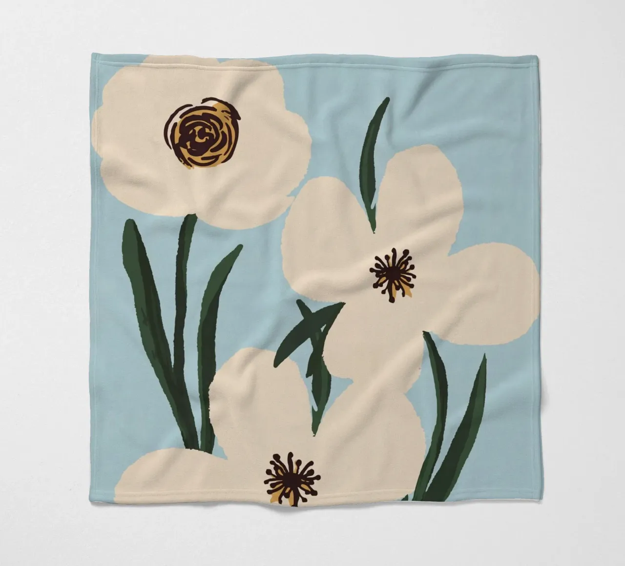 Minimal Abstract Flowers 31 fleece blanket by LeaDArt