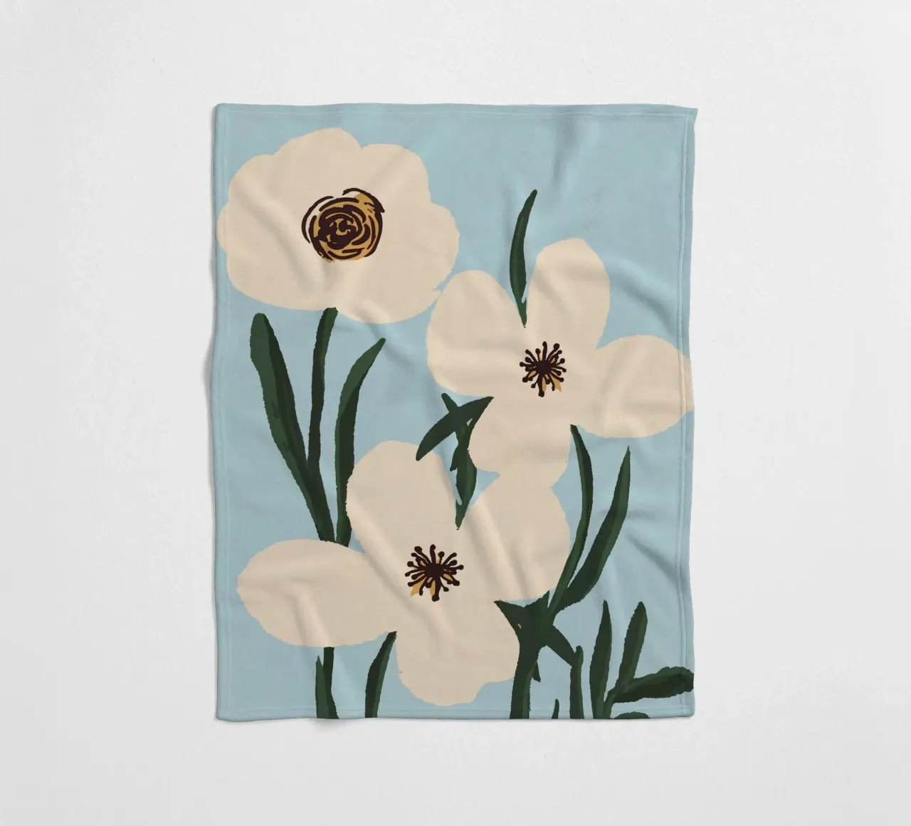Minimal Abstract Flowers 31 fleece blanket by LeaDArt
