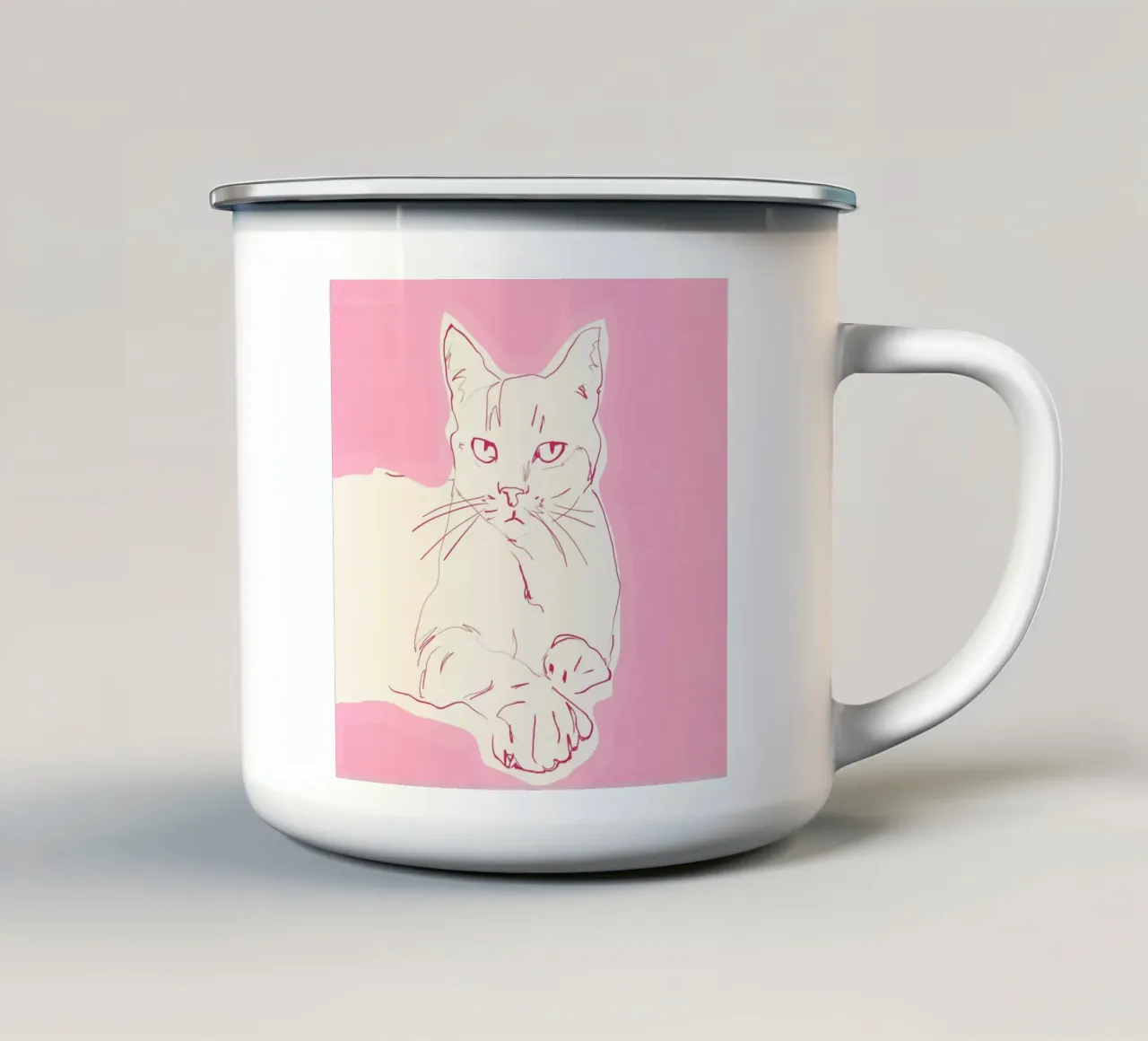 Schizzo di gatto 2 tazza in smalto da LeaDArt