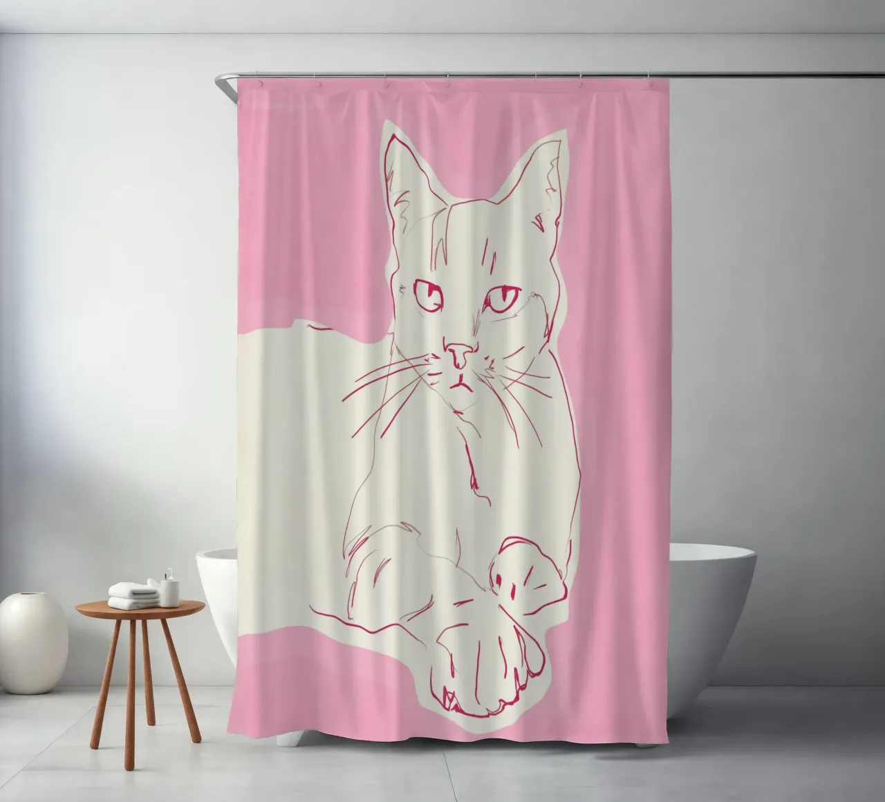 Cat sketch art 2 shower curtain by LeaDArt